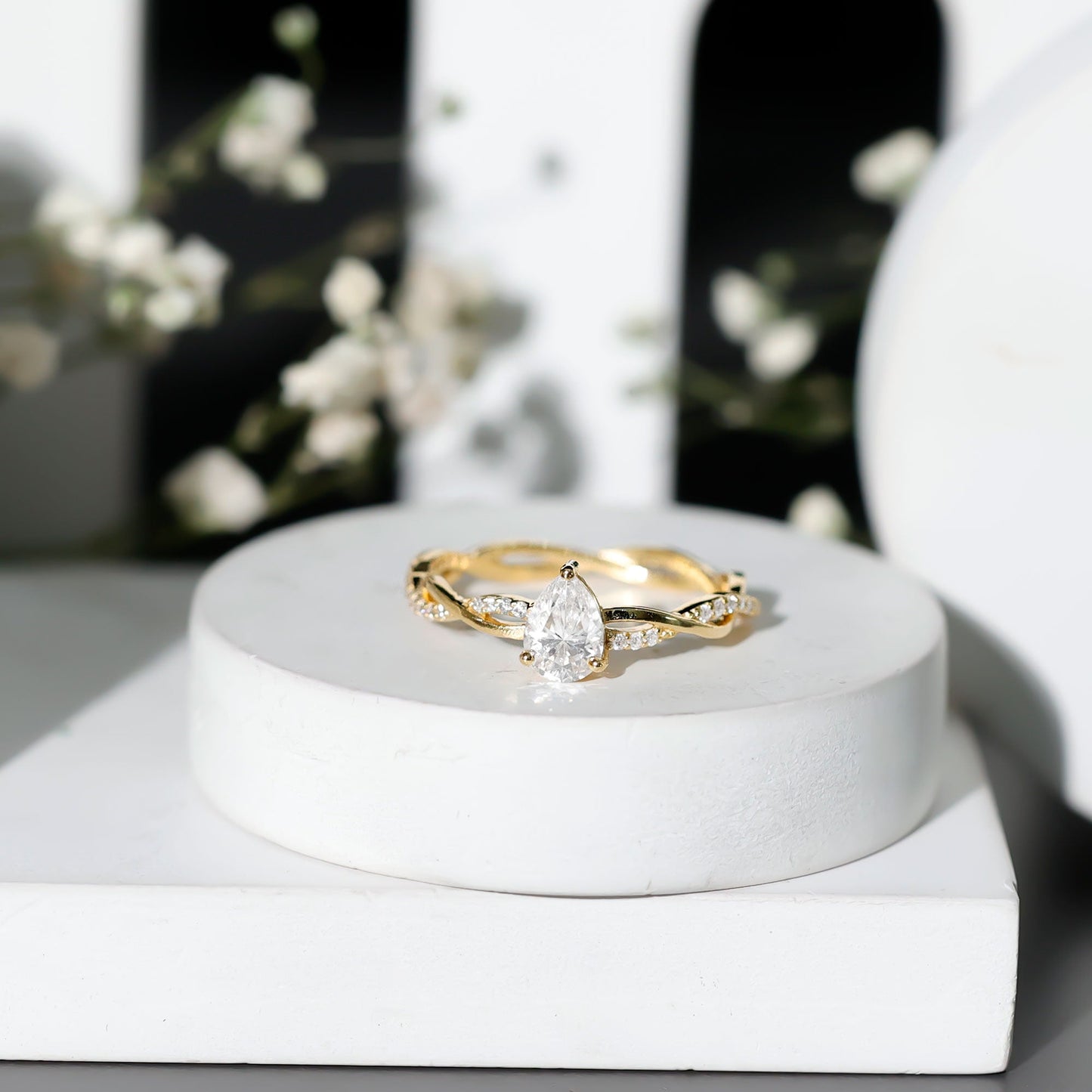 Pear Shaped Moissanite Braided Engagement Ring