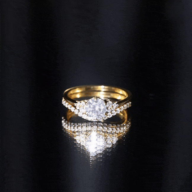 0.9 Carat Round Cut Moissanite Wedding Ring Set For Bride