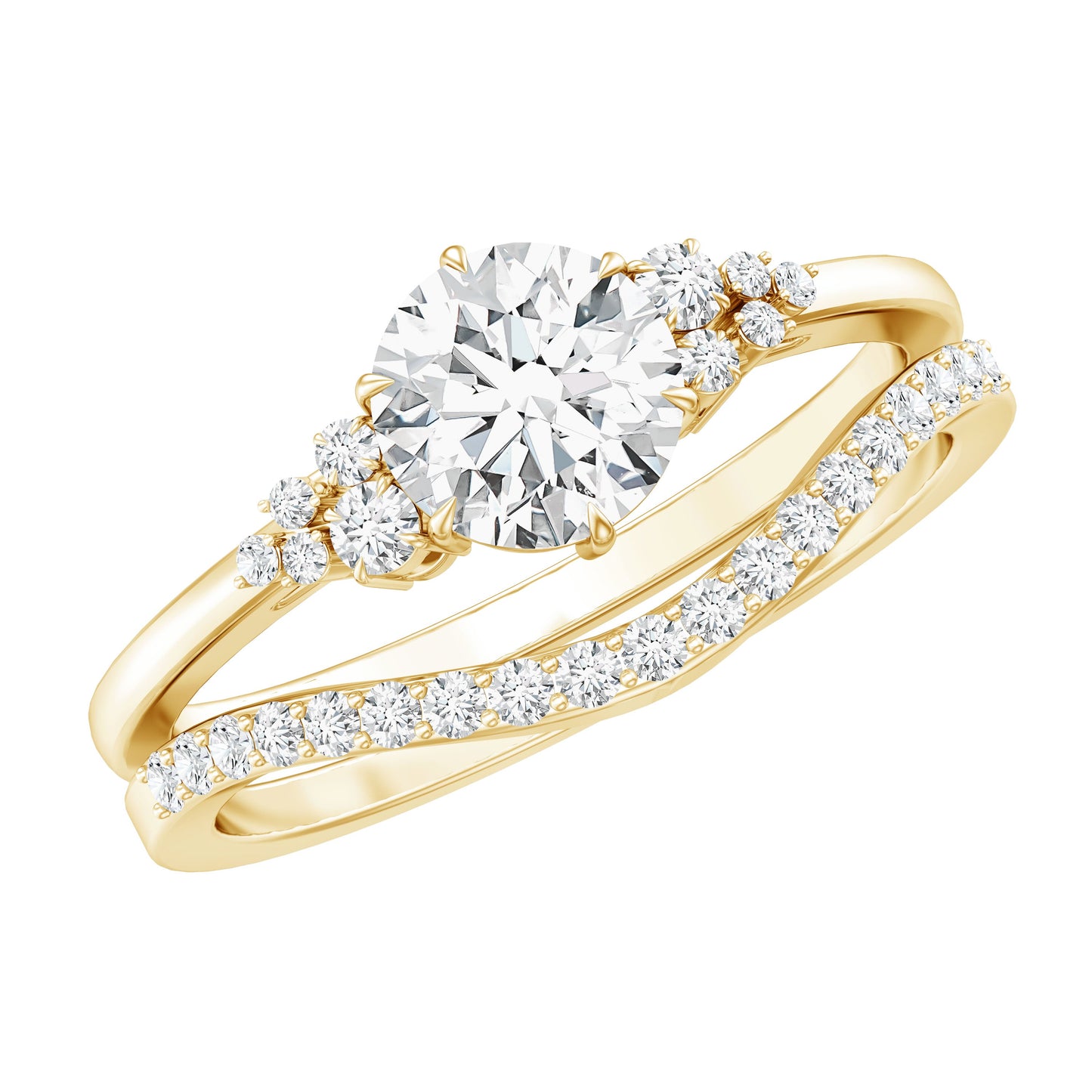 0.9 Carat Round Cut Moissanite Wedding Ring Set For Bride