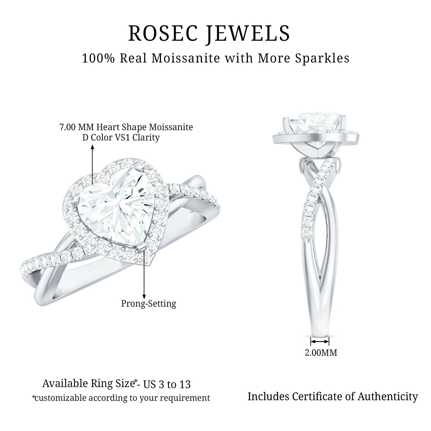 Heart Shape Moissanite Halo Engagement Ring with Criss Cross Band