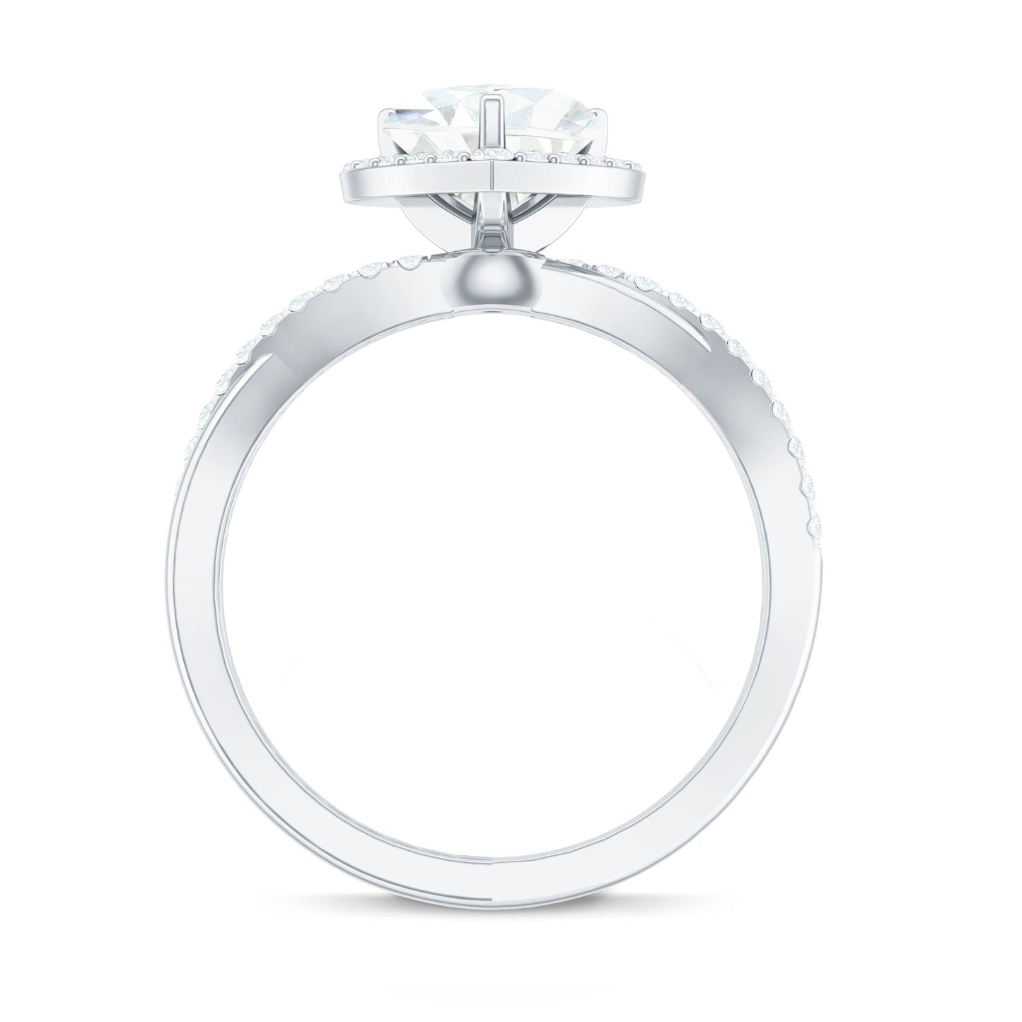 Heart Shape Moissanite Halo Engagement Ring with Criss Cross Band
