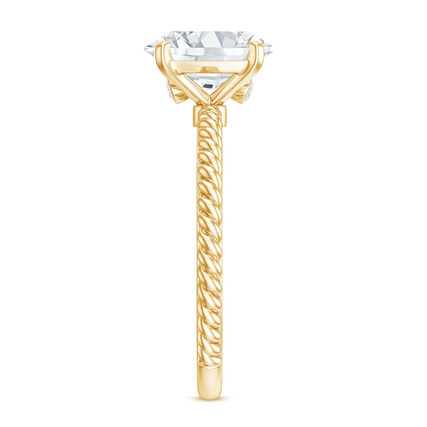 Oval Shape Moissanite Solitaire Engagement Ring with Twisted Rope