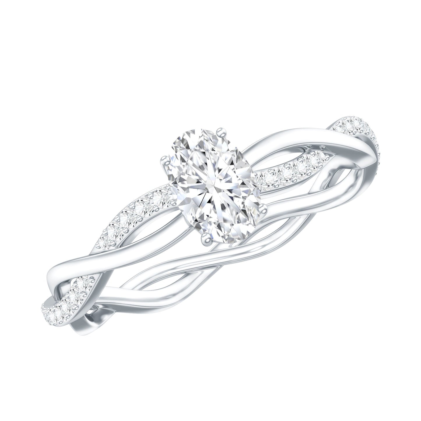Oval Cut Moissanite Braided Engagement Ring