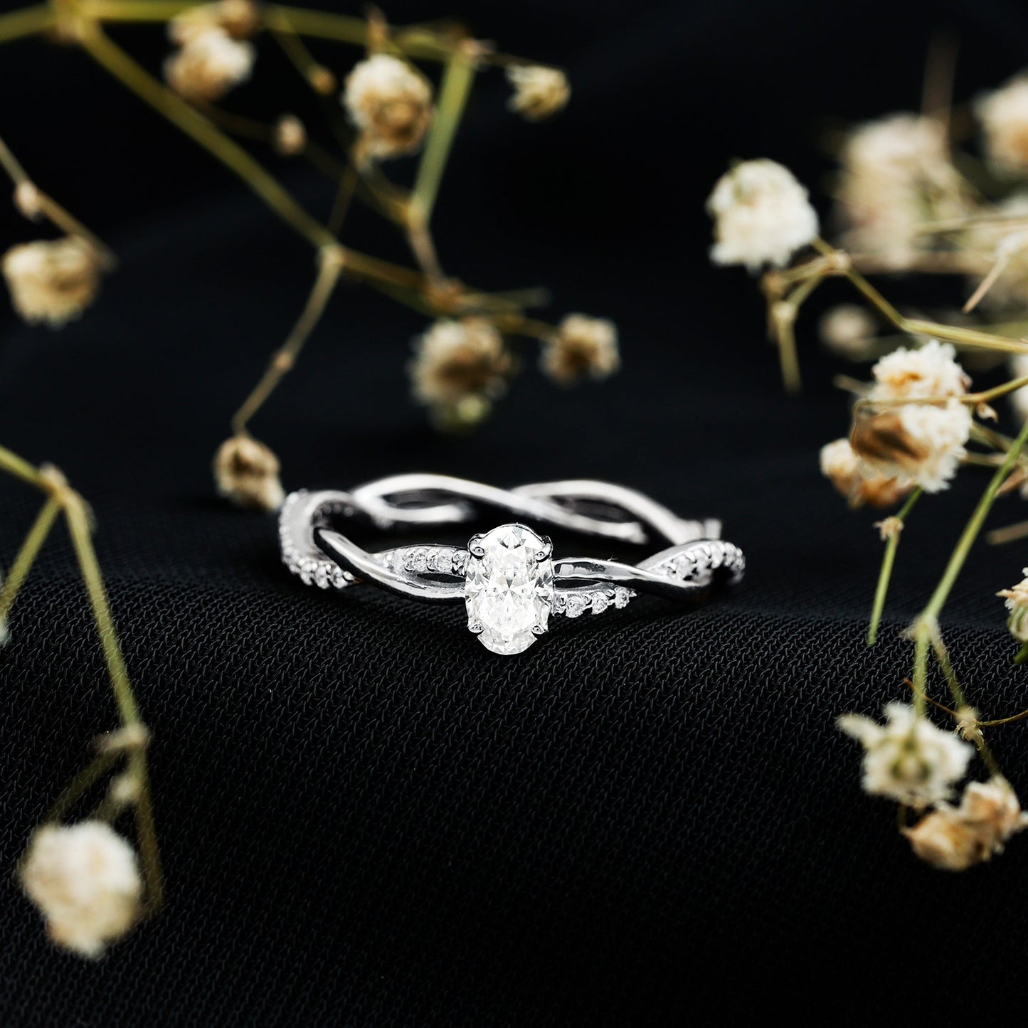 Oval Cut Moissanite Braided Engagement Ring