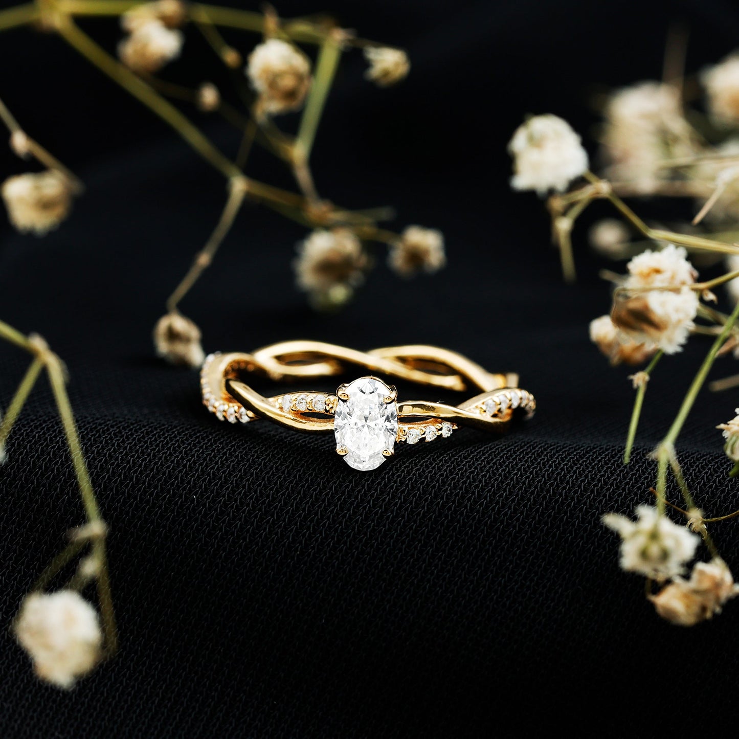 Oval Cut Moissanite Braided Engagement Ring