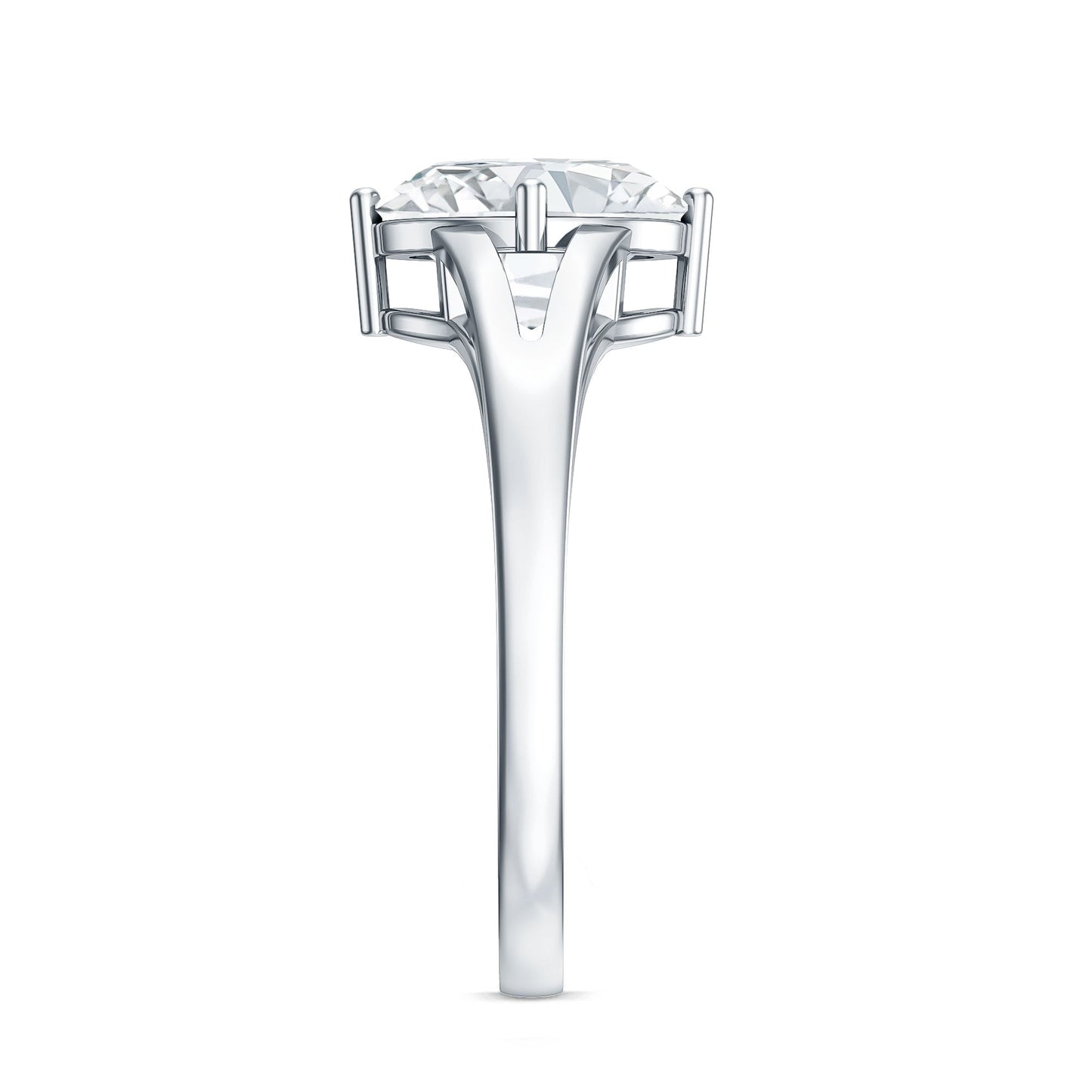 Oval Cut Moissanite Solitaire Engagement Ring in Split Shank