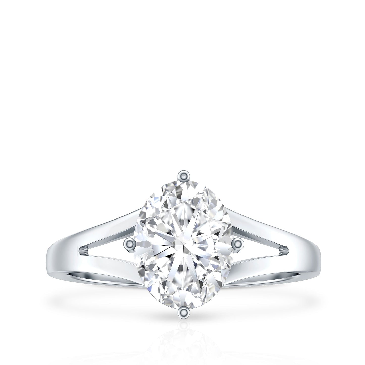Oval Cut Moissanite Solitaire Engagement Ring in Split Shank