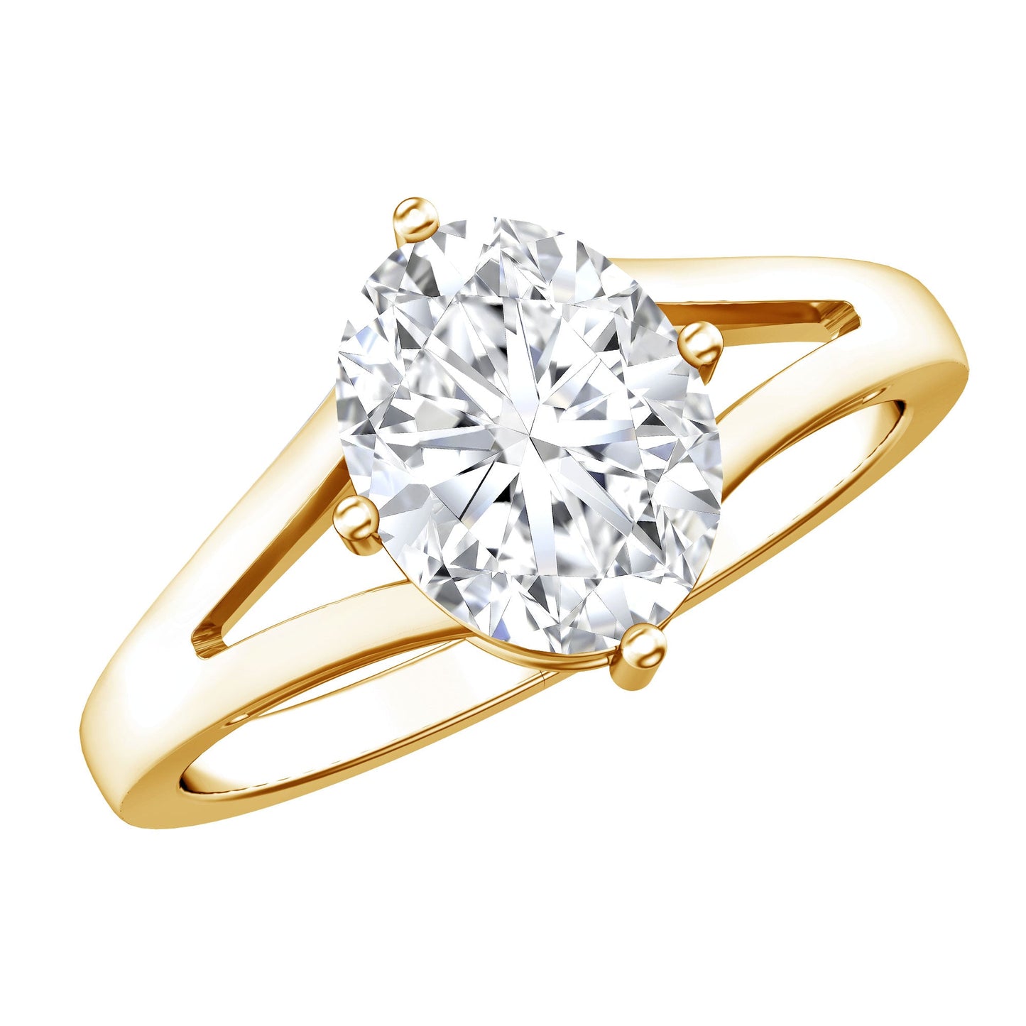 Oval Cut Moissanite Solitaire Engagement Ring in Split Shank