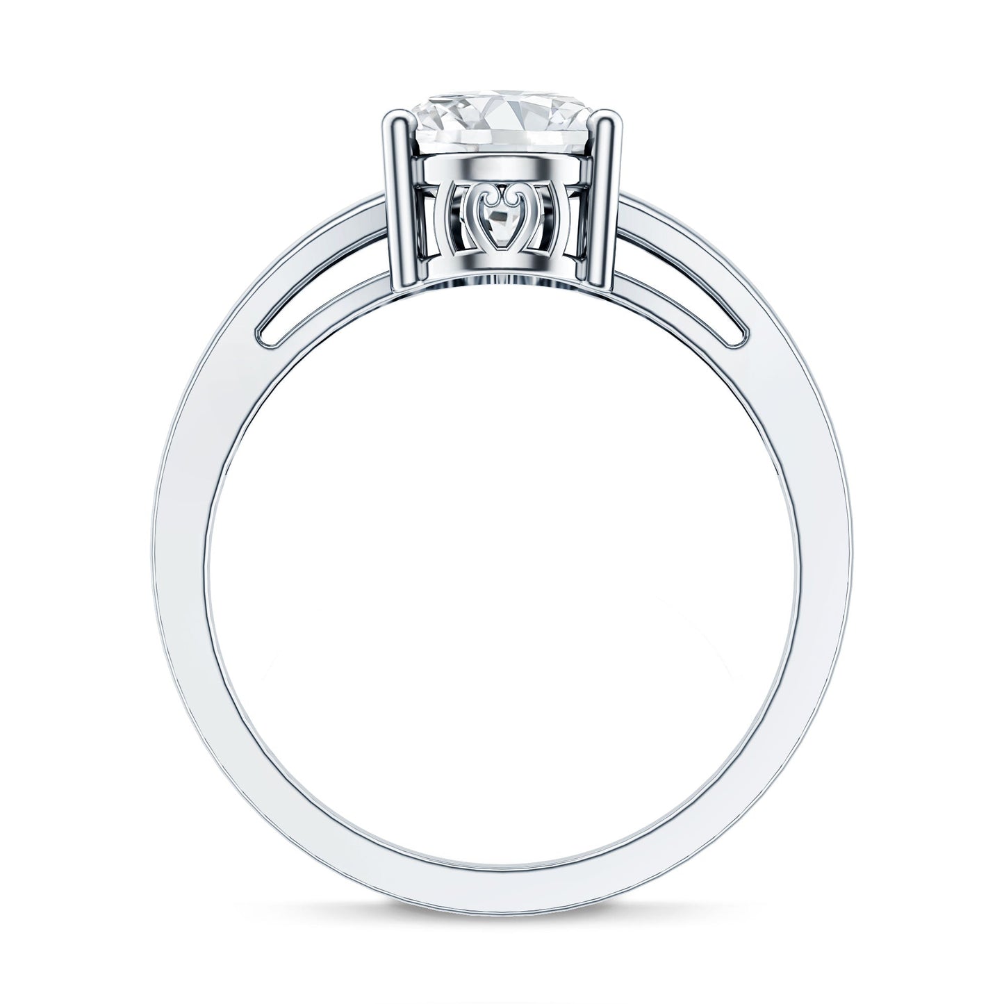 Solitaire Oval Cut Moissanite Split Shank Engagement Ring