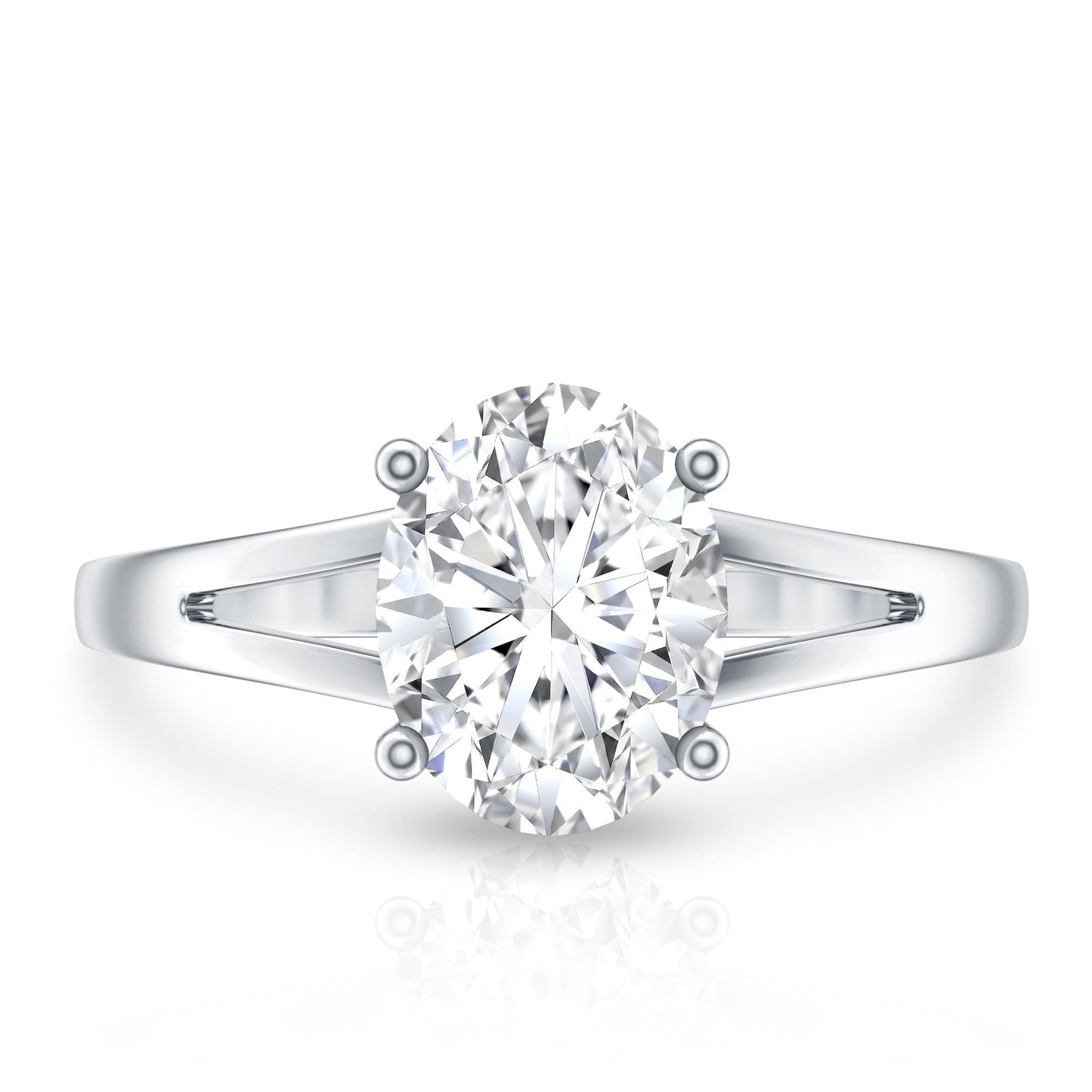 Solitaire Oval Cut Moissanite Split Shank Engagement Ring