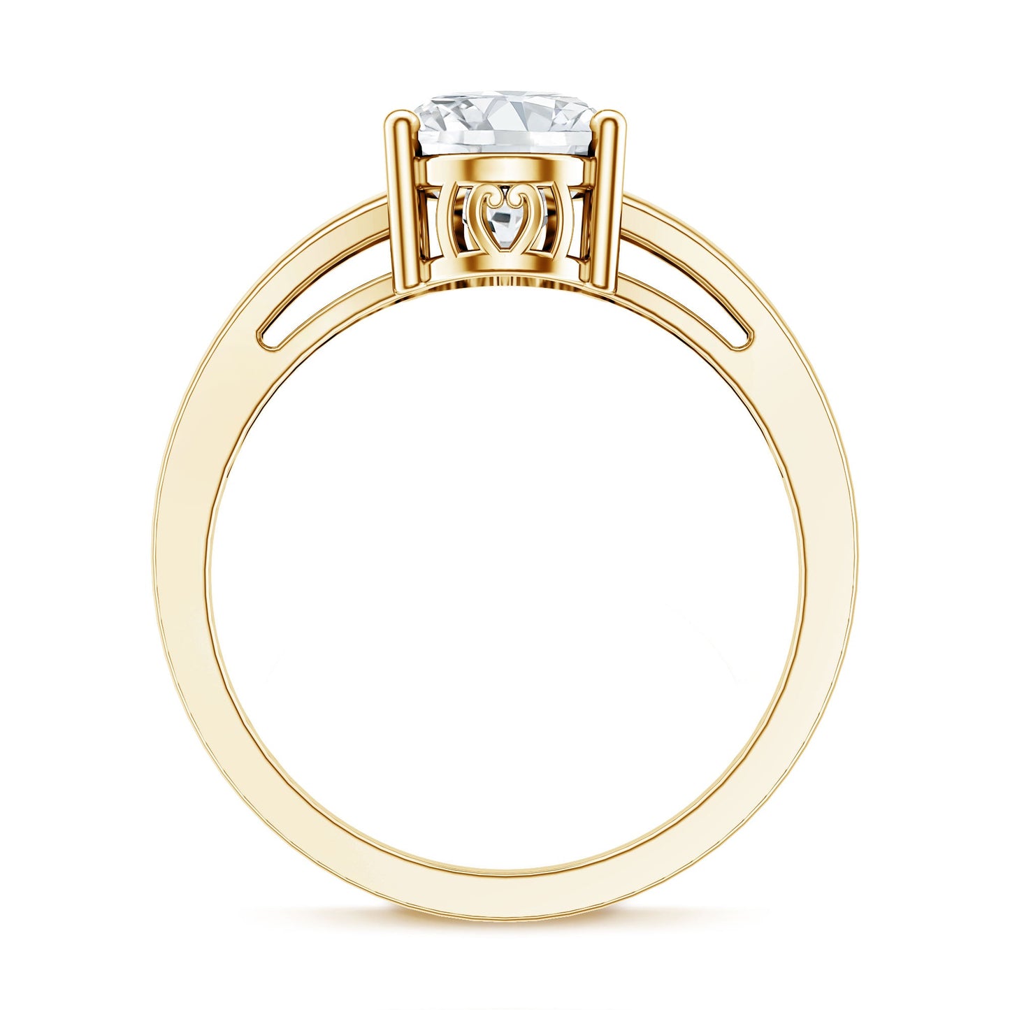 Solitaire Oval Cut Moissanite Split Shank Engagement Ring