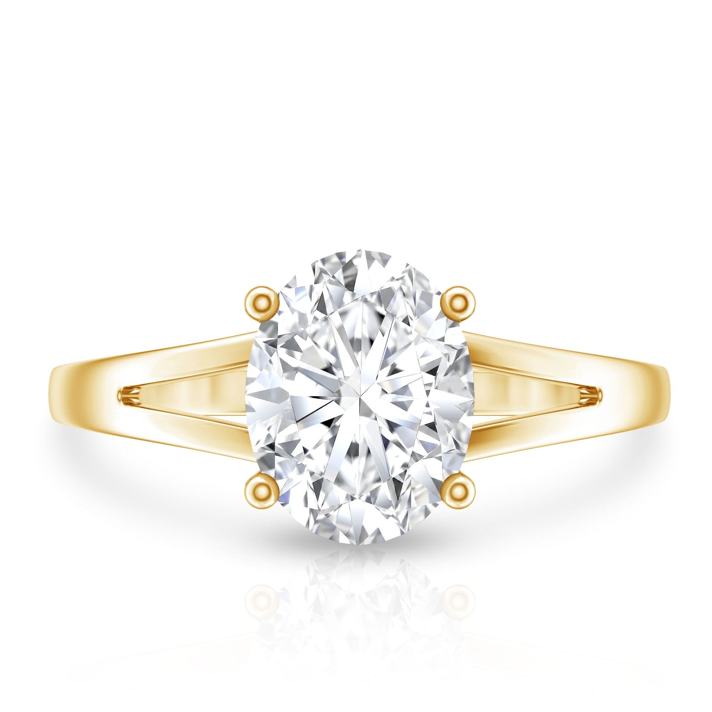 Solitaire Oval Cut Moissanite Split Shank Engagement Ring