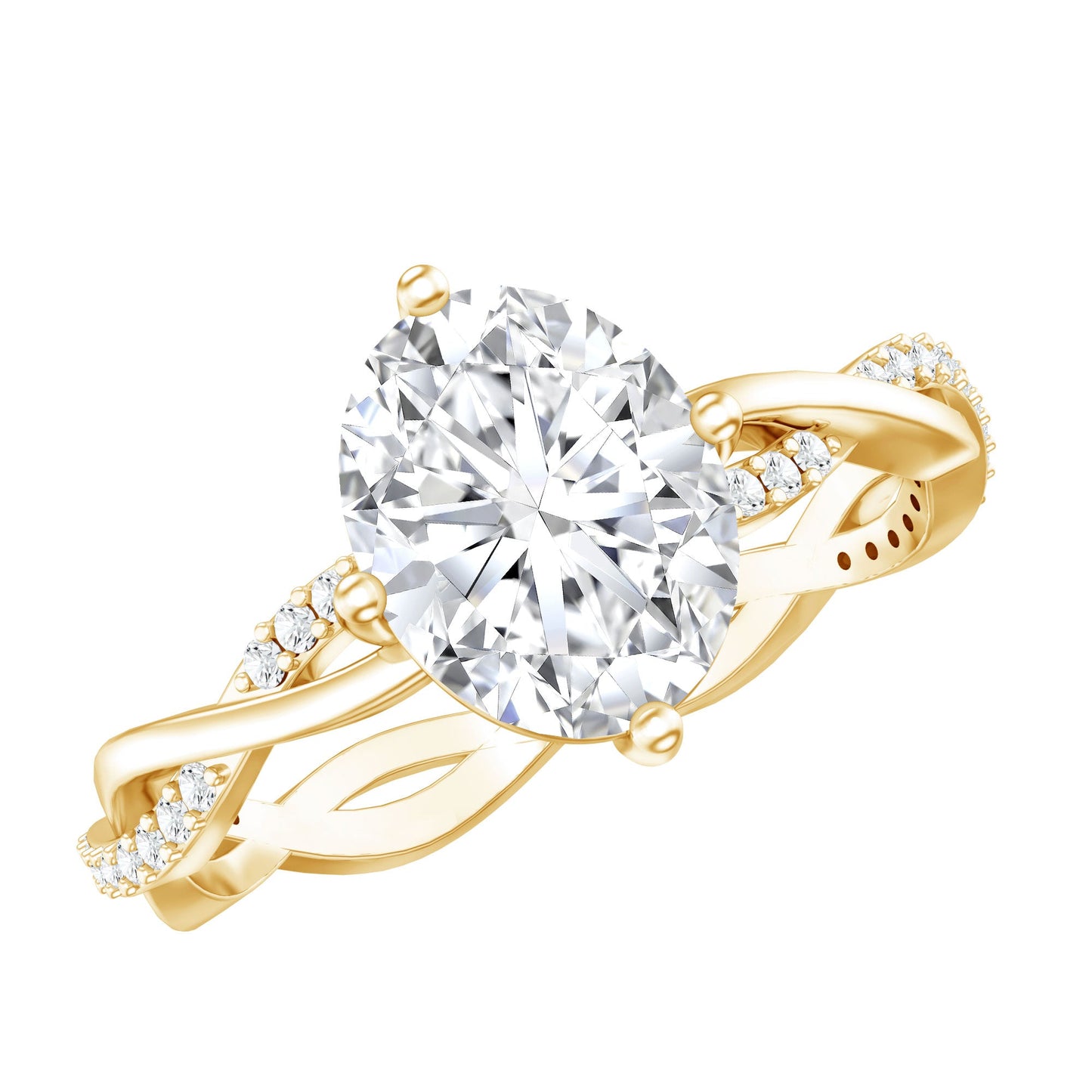 Moissanite Oval Engagement Ring With Diagonal Prong Setting