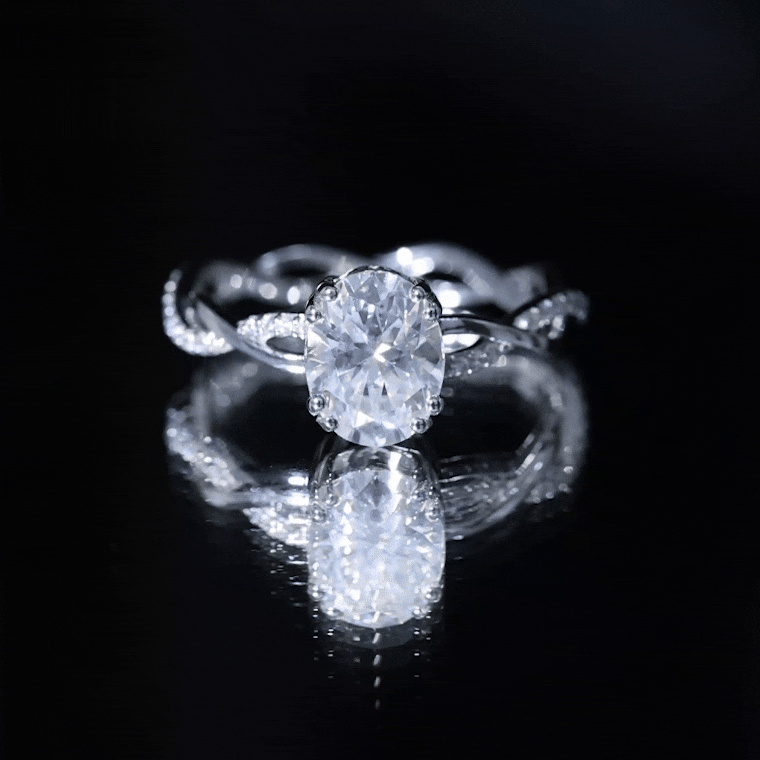 2 Carat Certified Moissanite Oval Engagement Ring with Double Prong