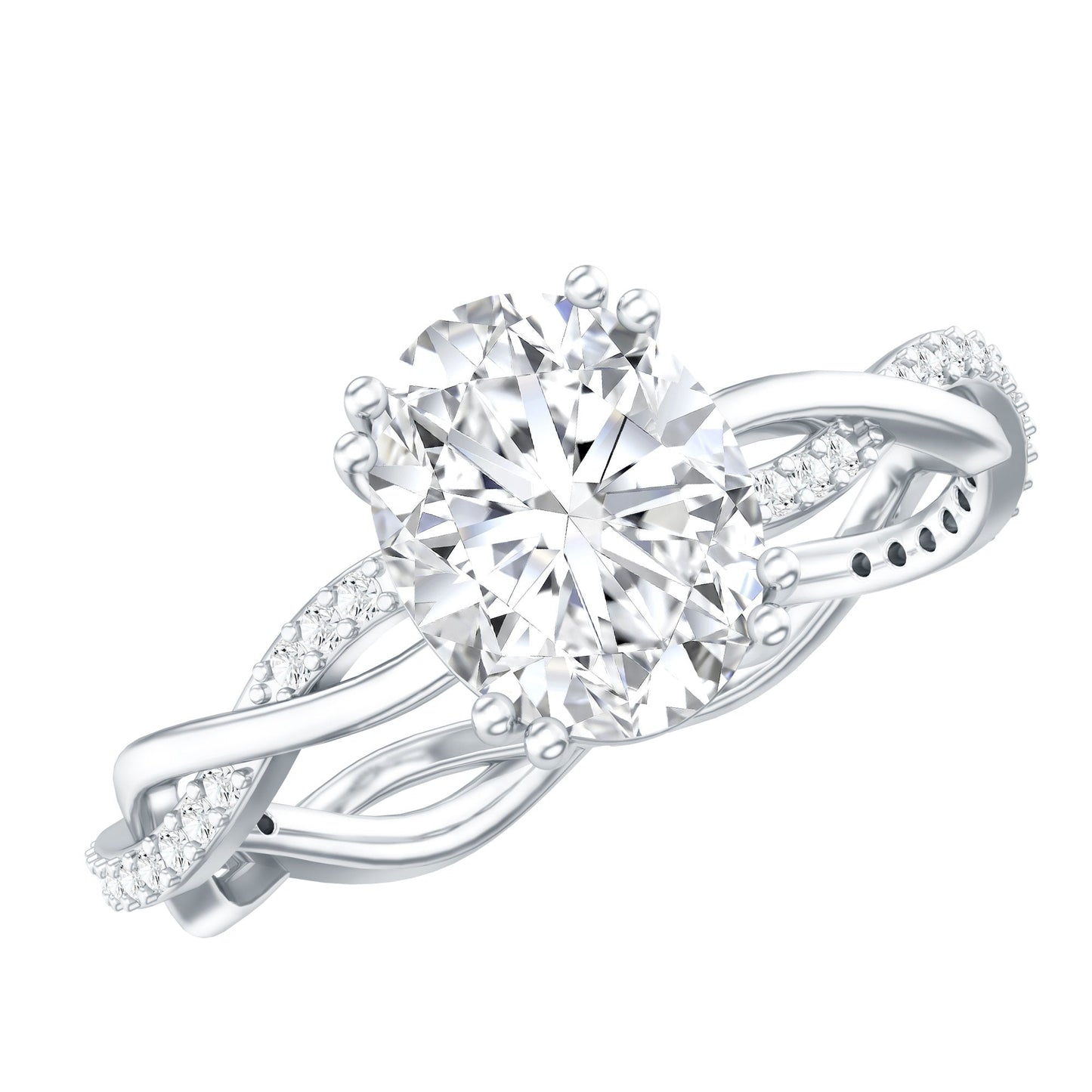 2 Carat Certified Moissanite Oval Engagement Ring with Double Prong