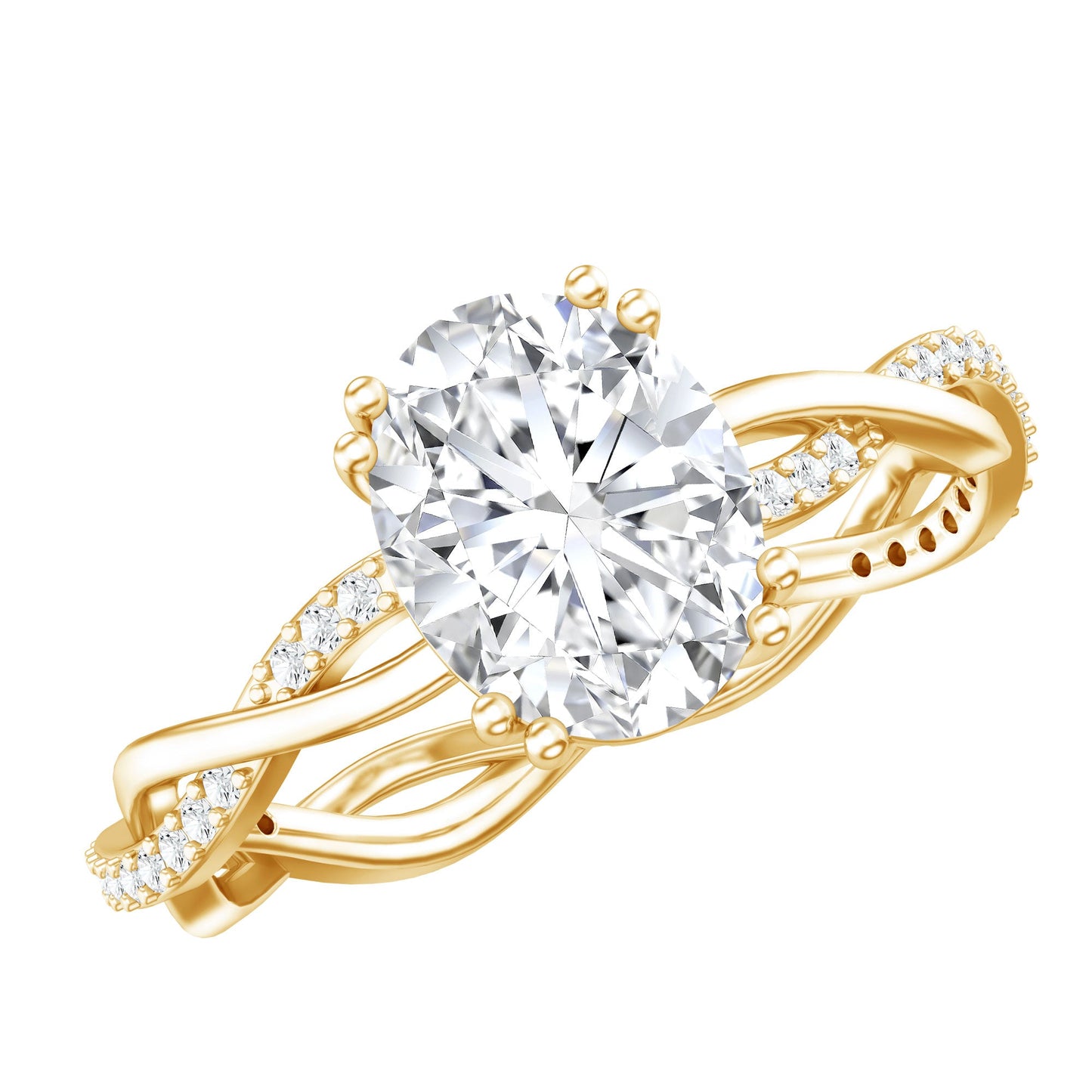 2 Carat Certified Moissanite Oval Engagement Ring with Double Prong