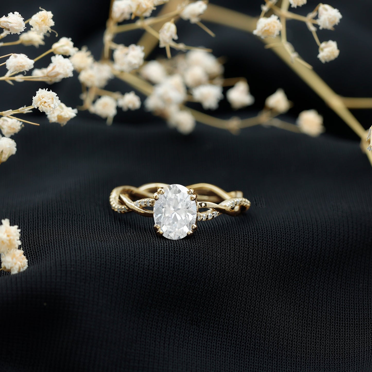 2 Carat Certified Moissanite Oval Engagement Ring with Double Prong