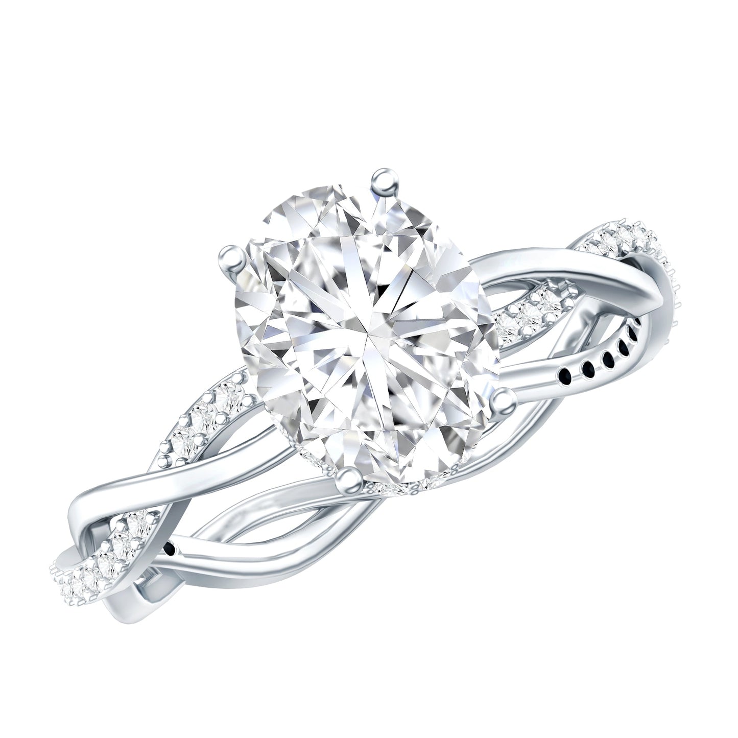 Moissanite Hidden Halo Engagement Ring with Infinity Shank