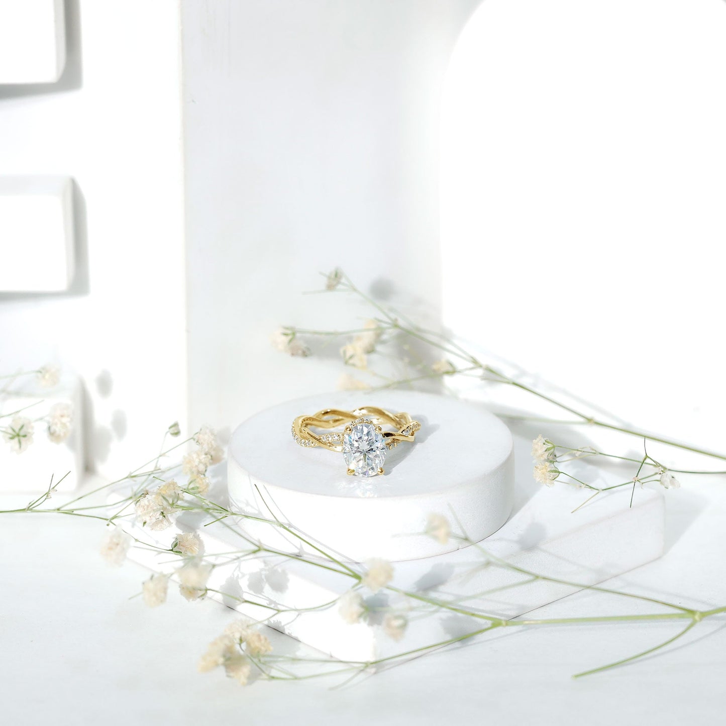 Moissanite Hidden Halo Engagement Ring with Infinity Shank