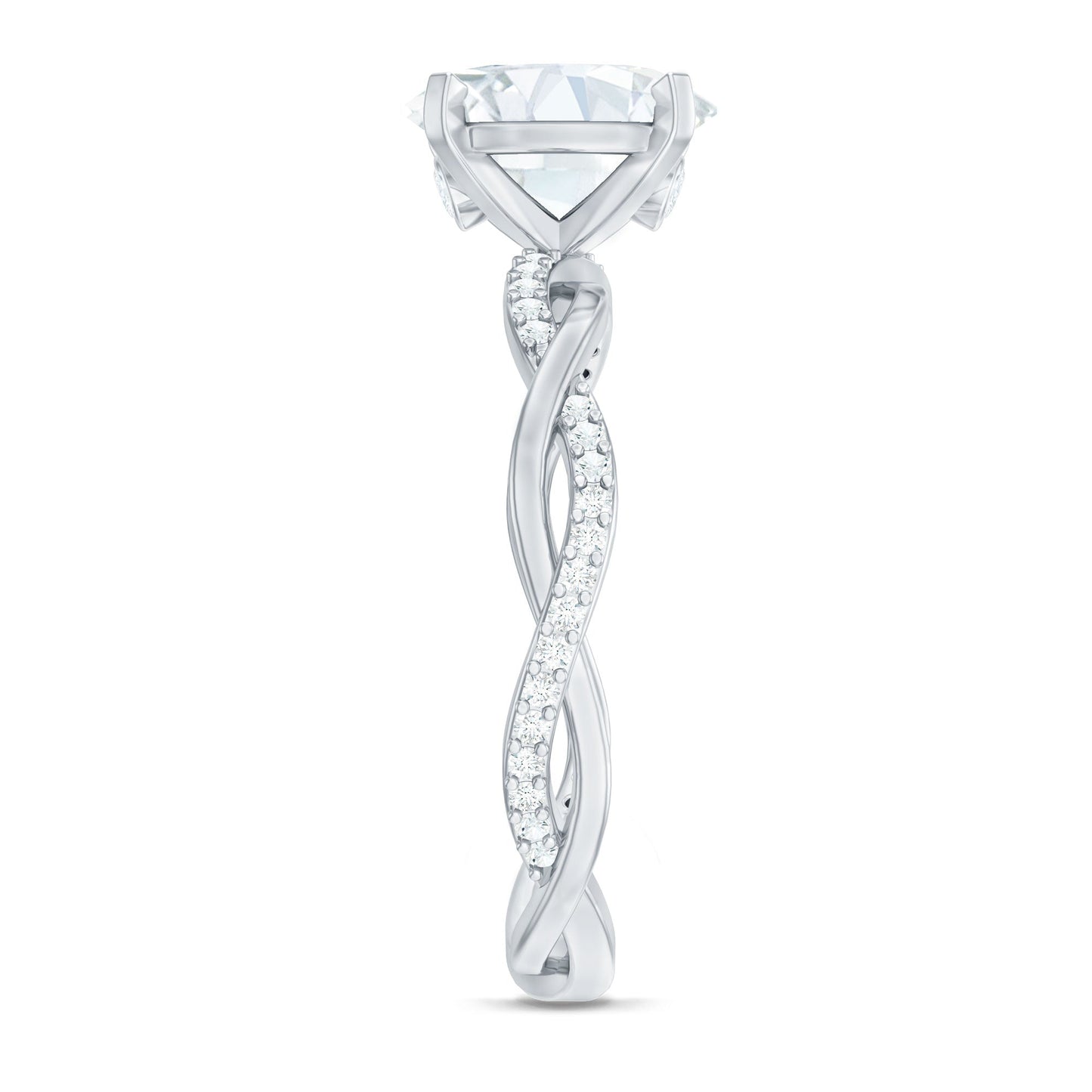 Oval Shape Moissanite Solitaire Engagement Ring in Braided Shank