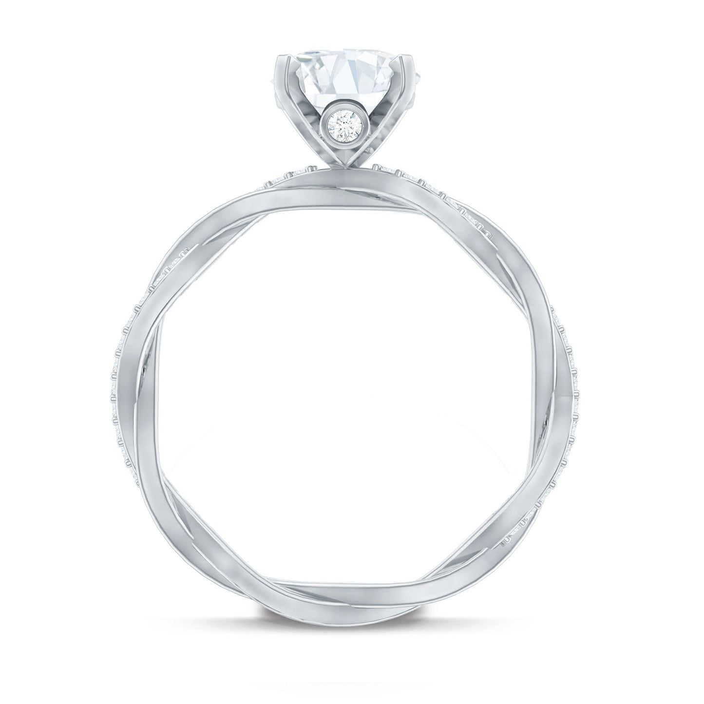 Oval Shape Moissanite Solitaire Engagement Ring in Braided Shank