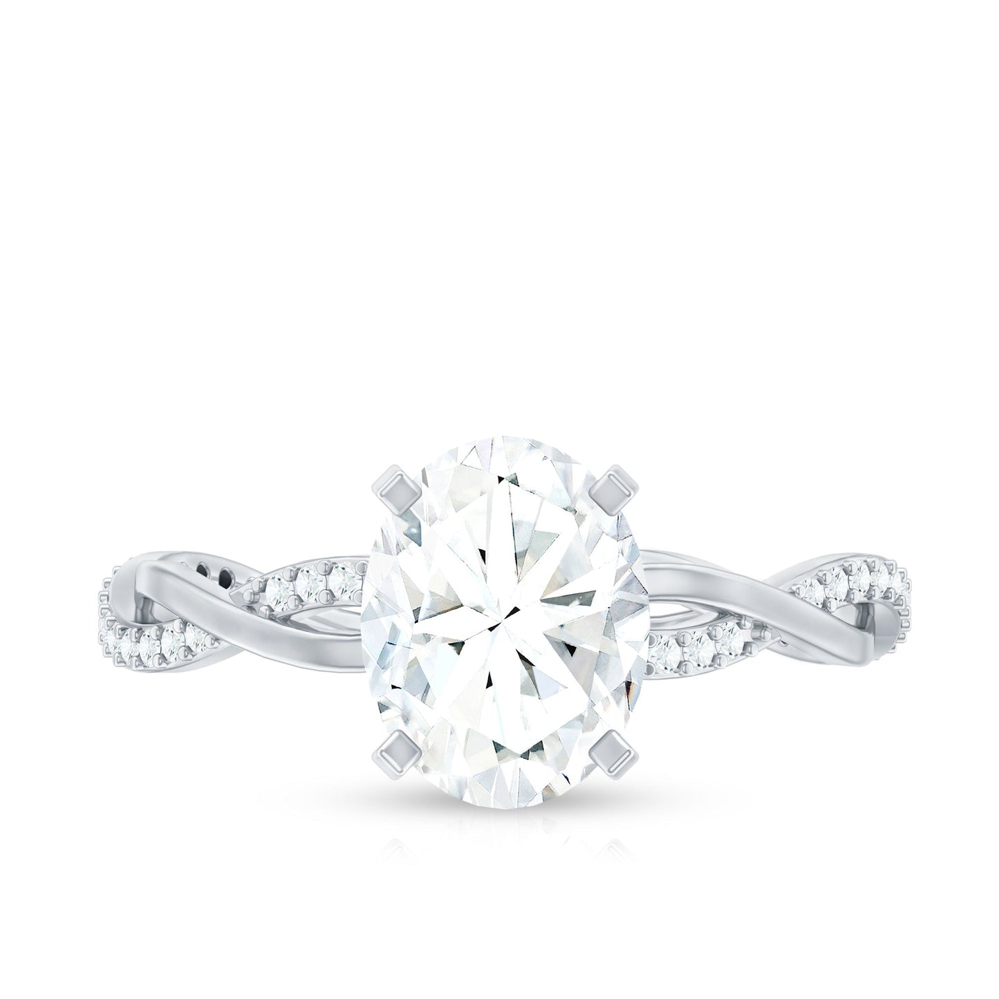Oval Shape Moissanite Solitaire Engagement Ring in Braided Shank