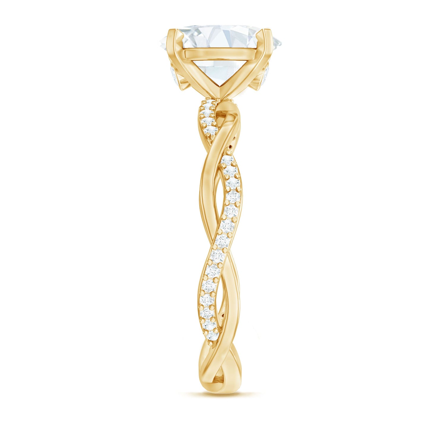 Oval Shape Moissanite Solitaire Engagement Ring in Braided Shank
