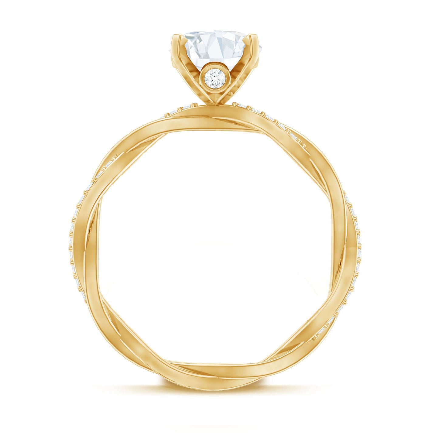 Oval Shape Moissanite Solitaire Engagement Ring in Braided Shank