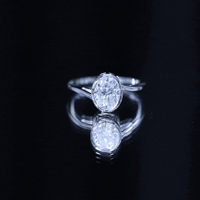 Solitaire 2 Carat Moissanite Bezel Set Engagement Ring with Bypass Shank