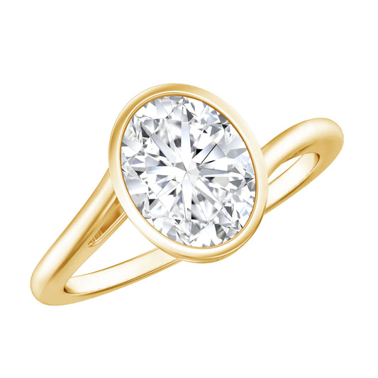 Solitaire 2 Carat Moissanite Bezel Set Engagement Ring with Bypass Shank