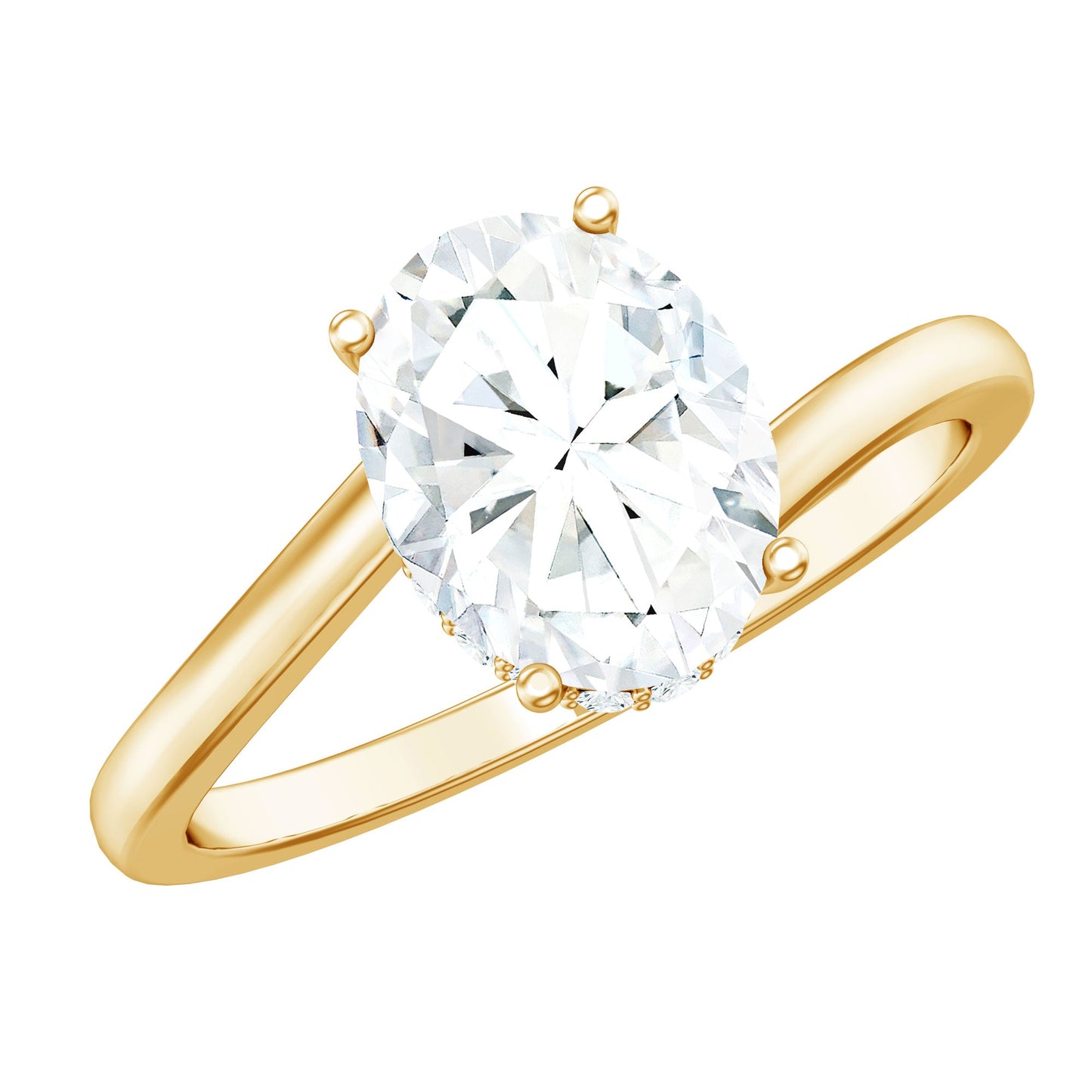 Oval Cut Solitaire Moissanite Bypass Engagement Ring