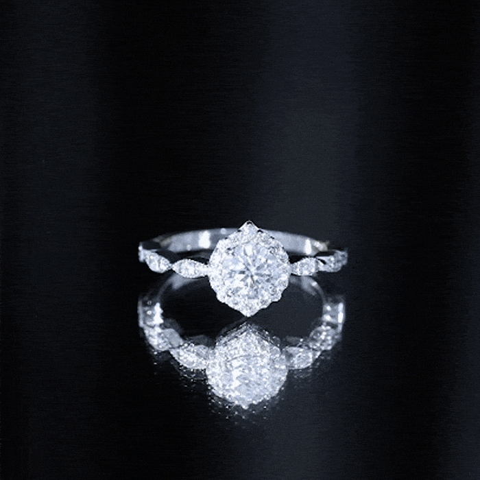Antique Style Moissanite Halo Engagement Ring