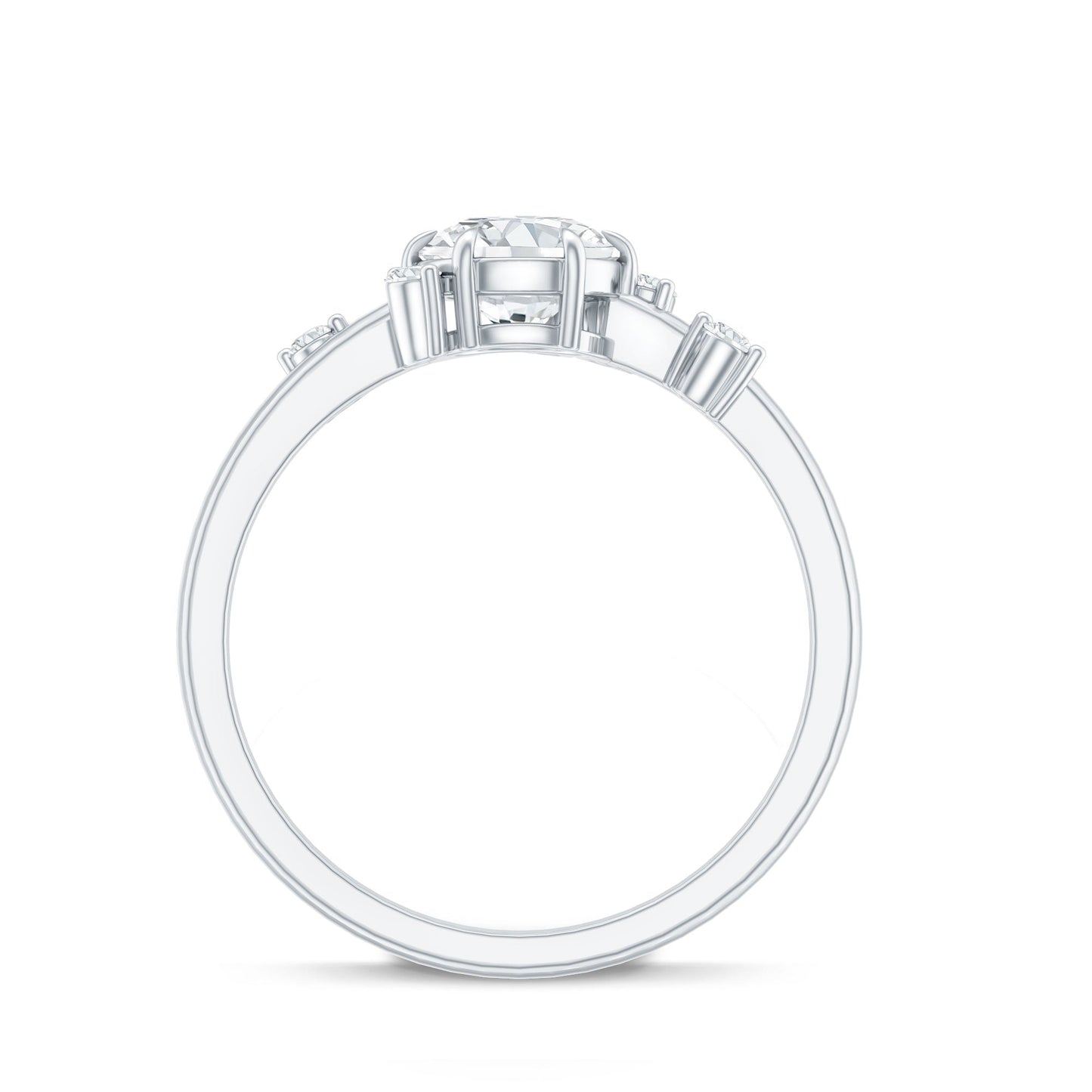 Round Cut Scatter Moissanite Unique Engagement Ring