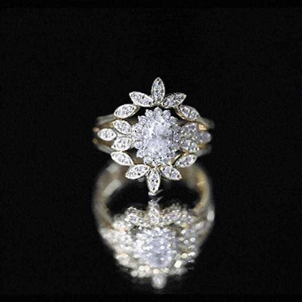 Vintage Inspired Moissanite Wedding Ring Set of 3