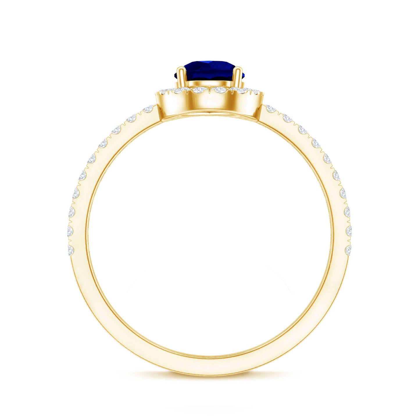 Certified 1.6 Carat Lab Grown Blue Sapphire Teardrop Engagement Ring with Diamond Halo