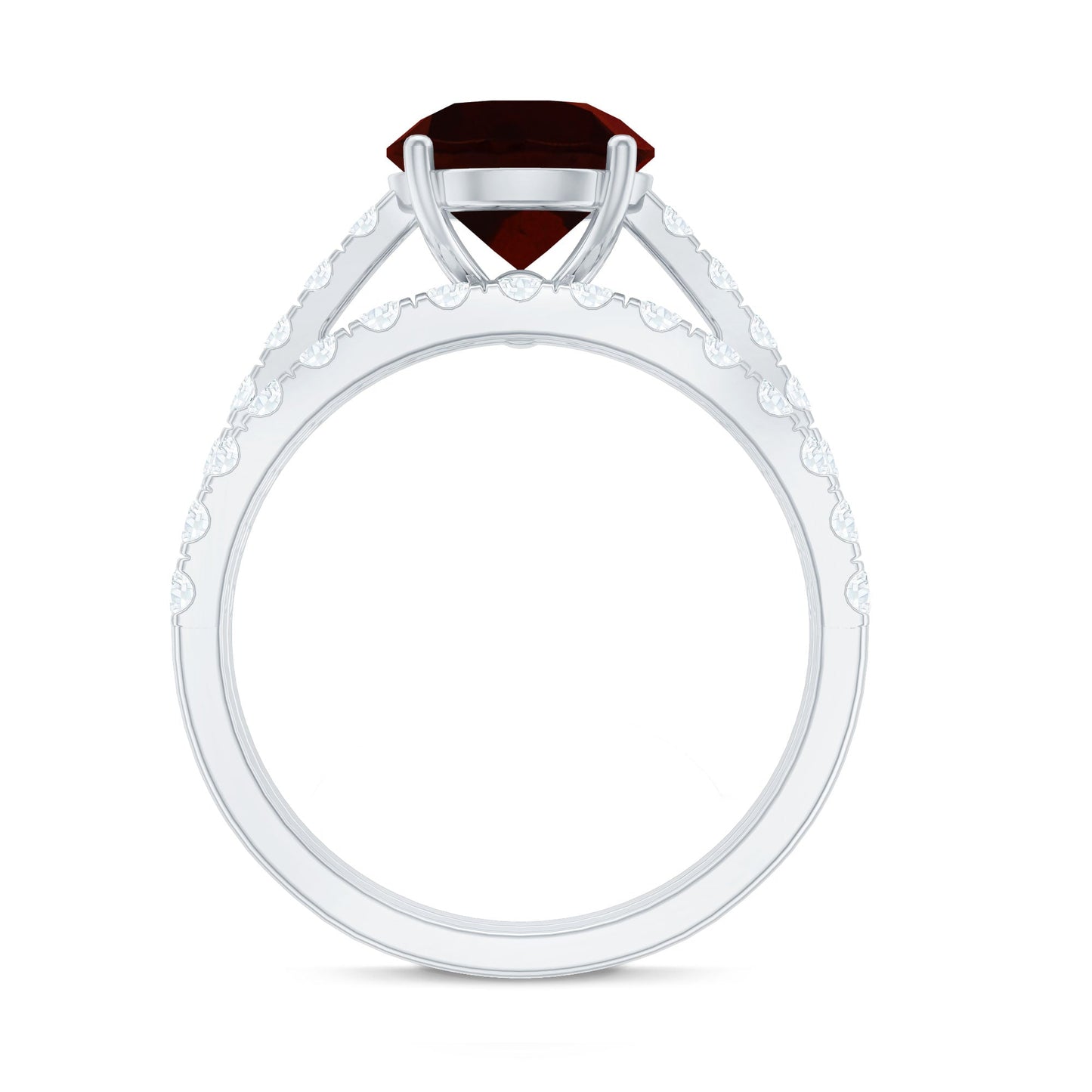 Natural 2.3 Carat Garnet Diamond Wedding Bridal Ring Set of 2