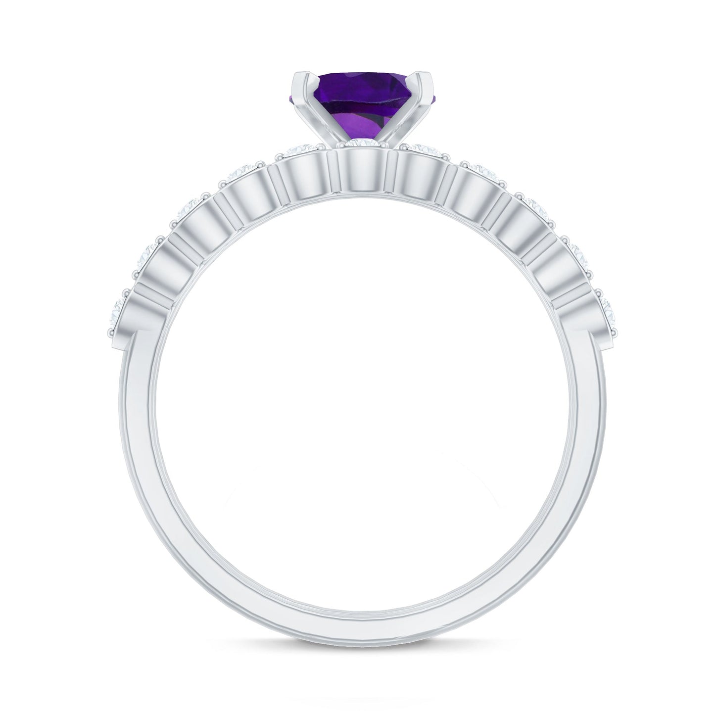 Natural 1 Carat Amethyst Oval Engagement Ring with Diamond Enhancer