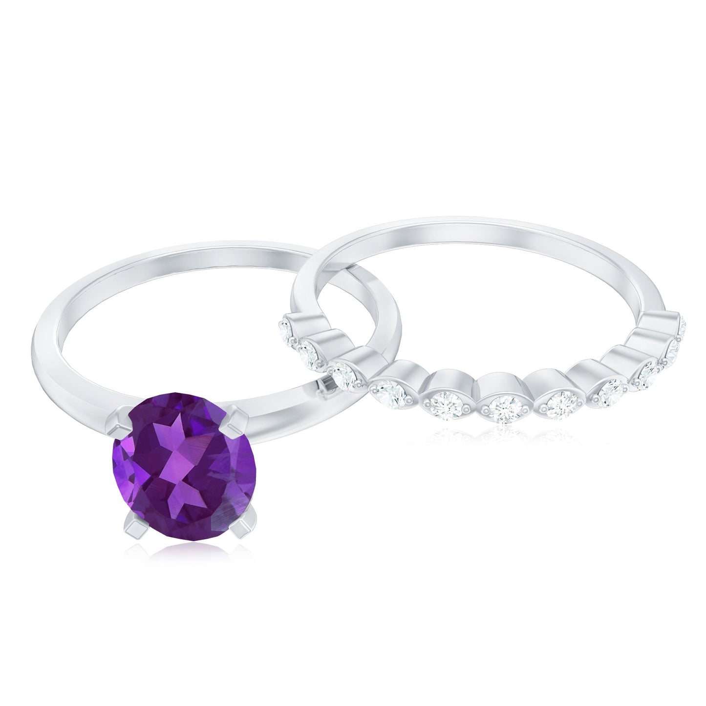 Natural 1 Carat Amethyst Oval Engagement Ring with Diamond Enhancer