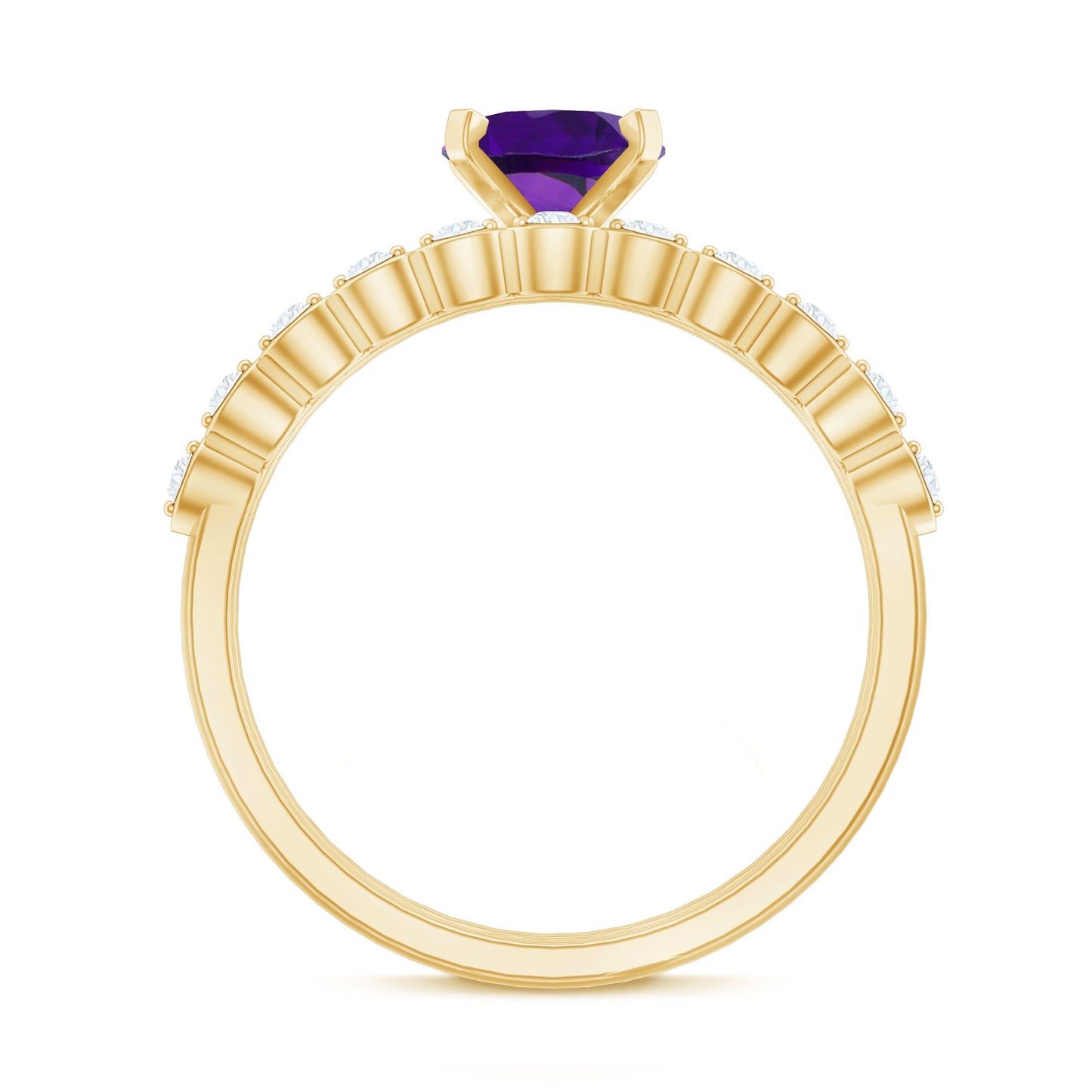 Natural 1 Carat Amethyst Oval Engagement Ring with Diamond Enhancer