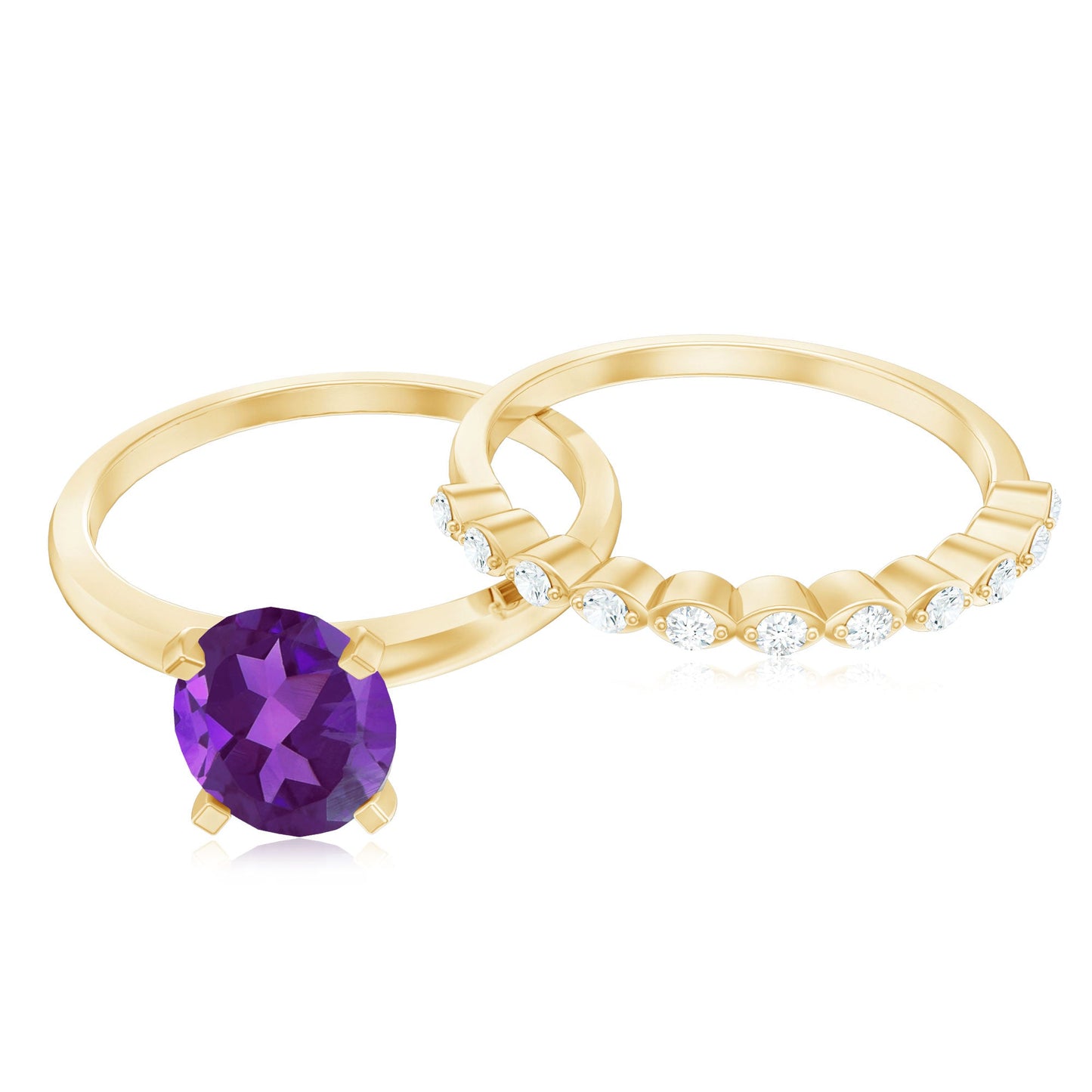 Natural 1 Carat Amethyst Oval Engagement Ring with Diamond Enhancer
