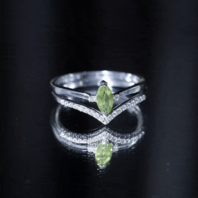 Marquise Cut Peridot Solitaire Wedding Ring Set with Diamond