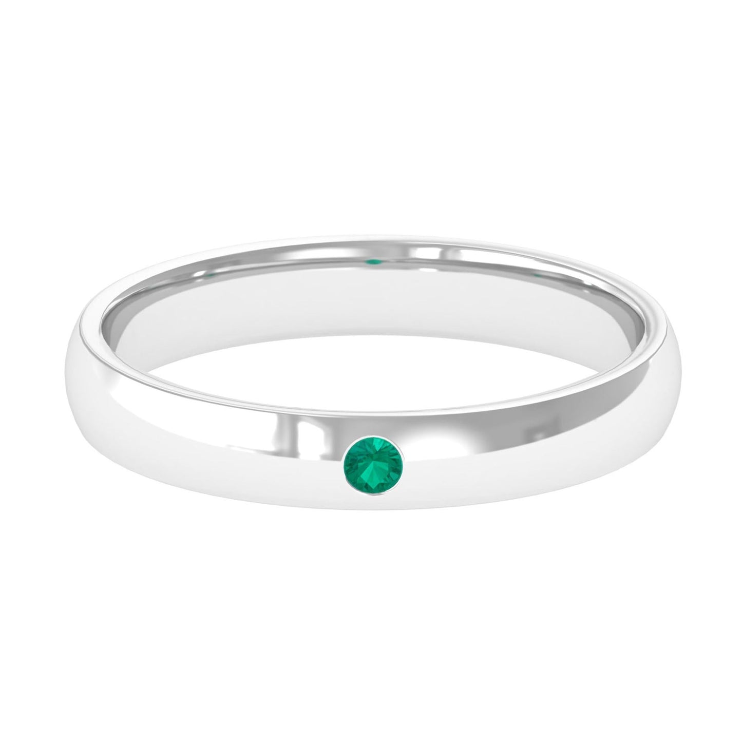 Natural May Birthstone Emerald Band Ring