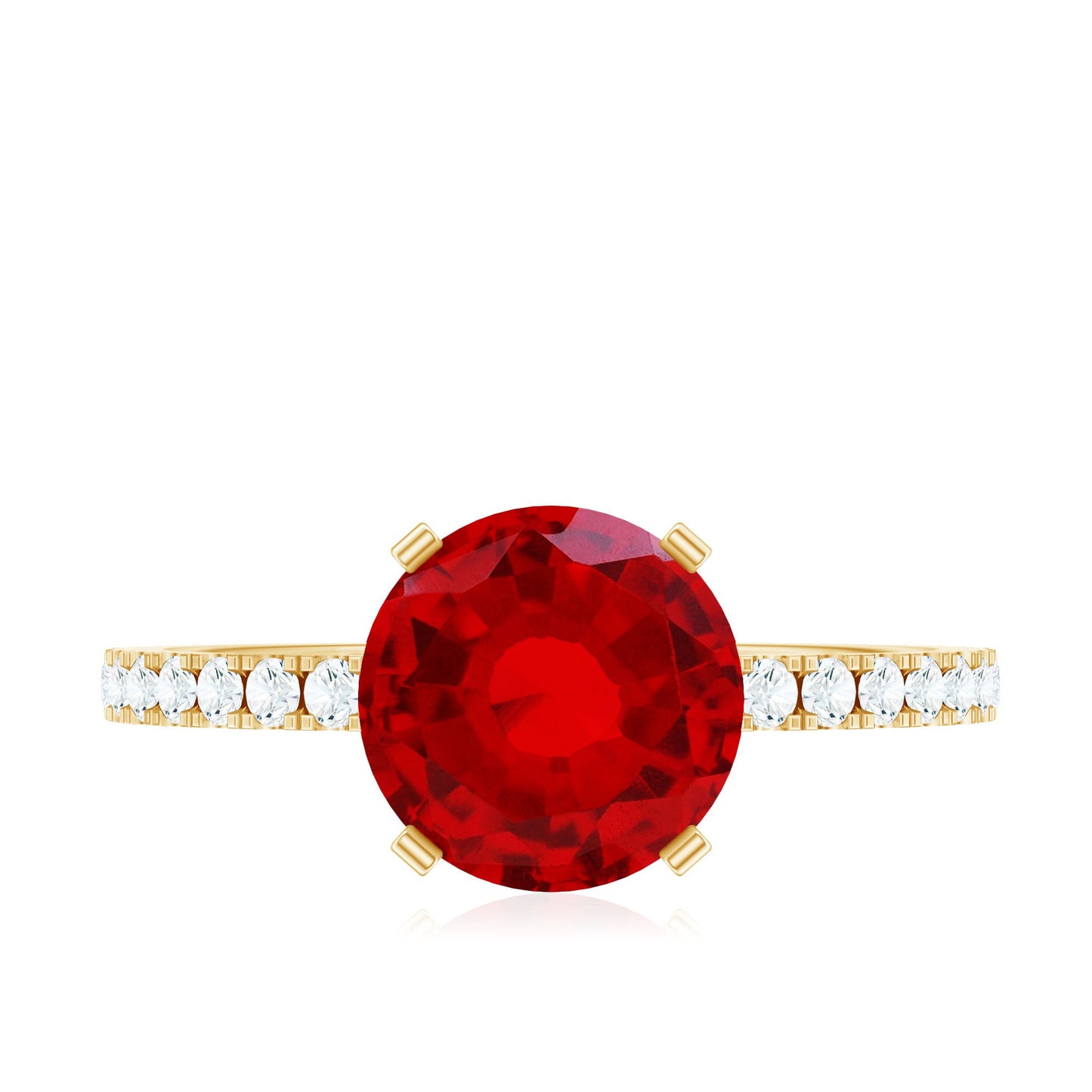 Peg Head Set Lab Grown Ruby Solitaire Engagement Ring