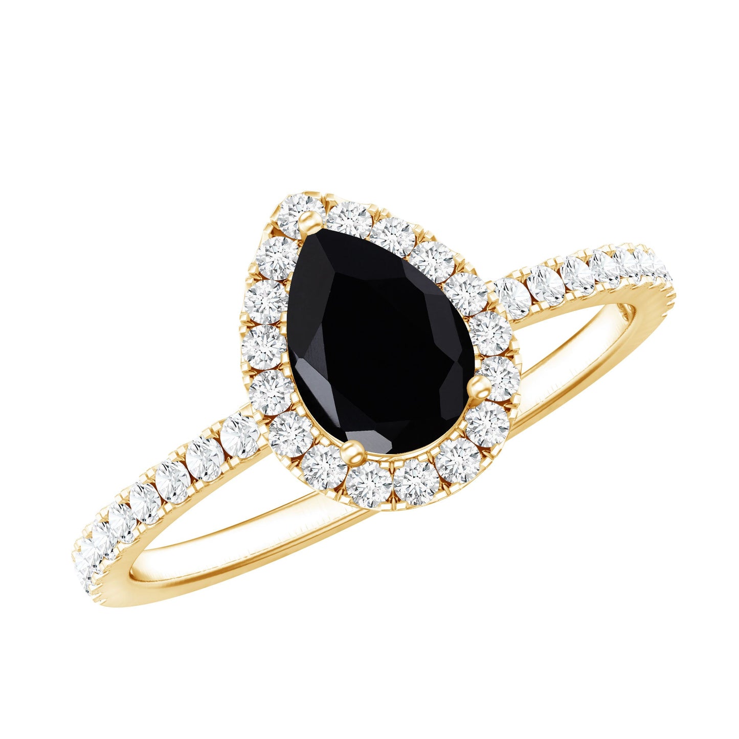 Certified 0.85 Carat Pear Shape Lab Grown Black and White Diamond Halo Engagement Ring