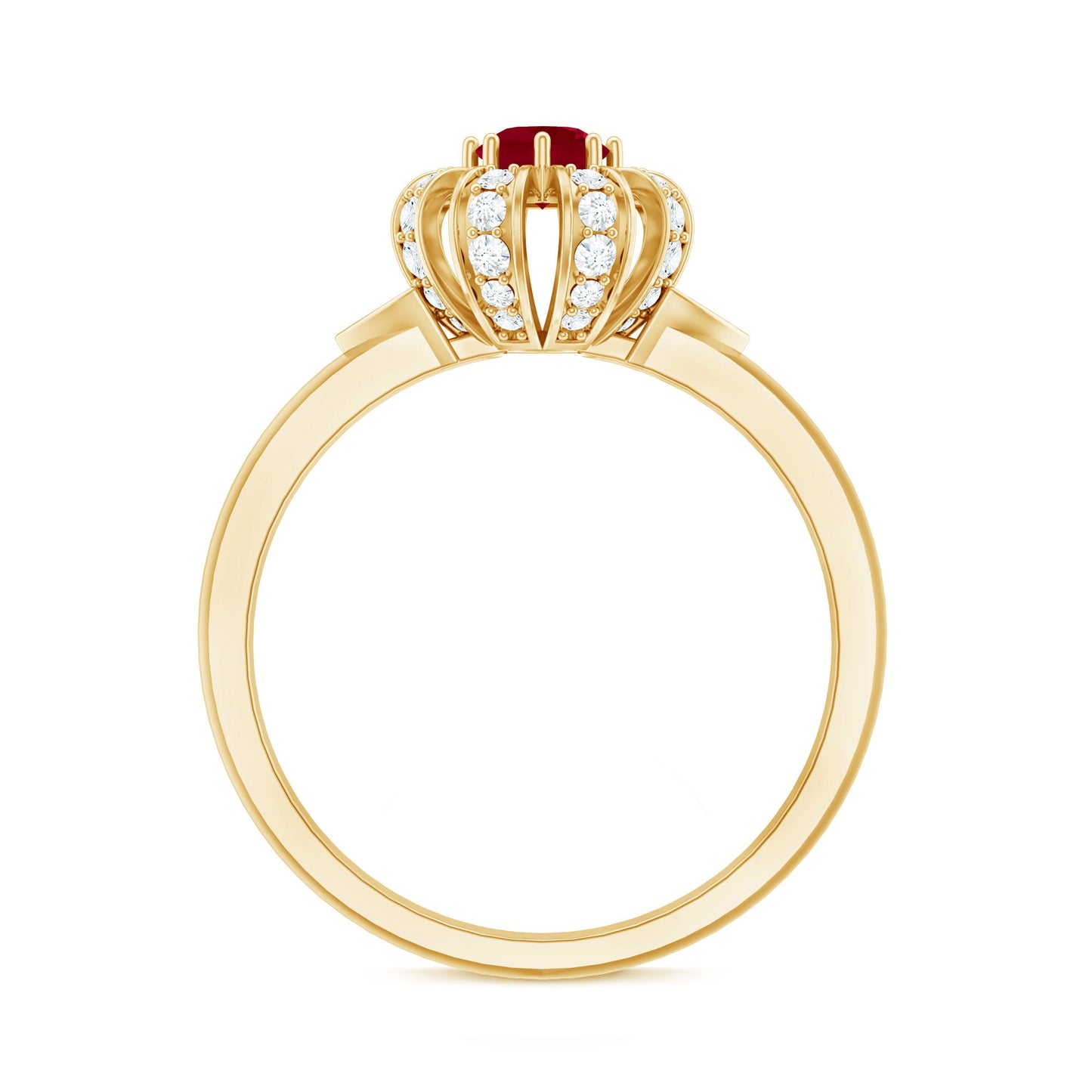 Natural Ruby Flower Promise Ring with Diamond