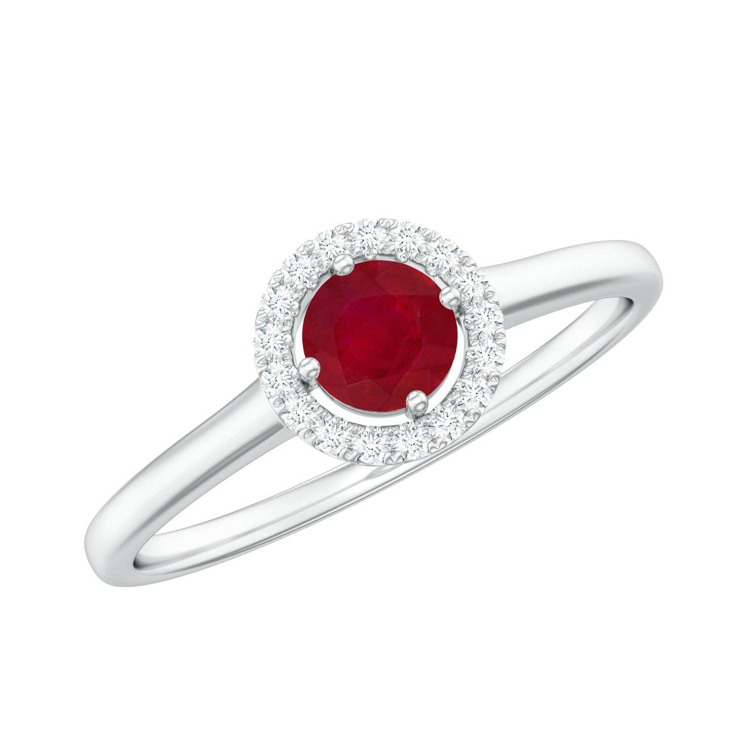 Real Ruby Promise Ring with Diamond Halo