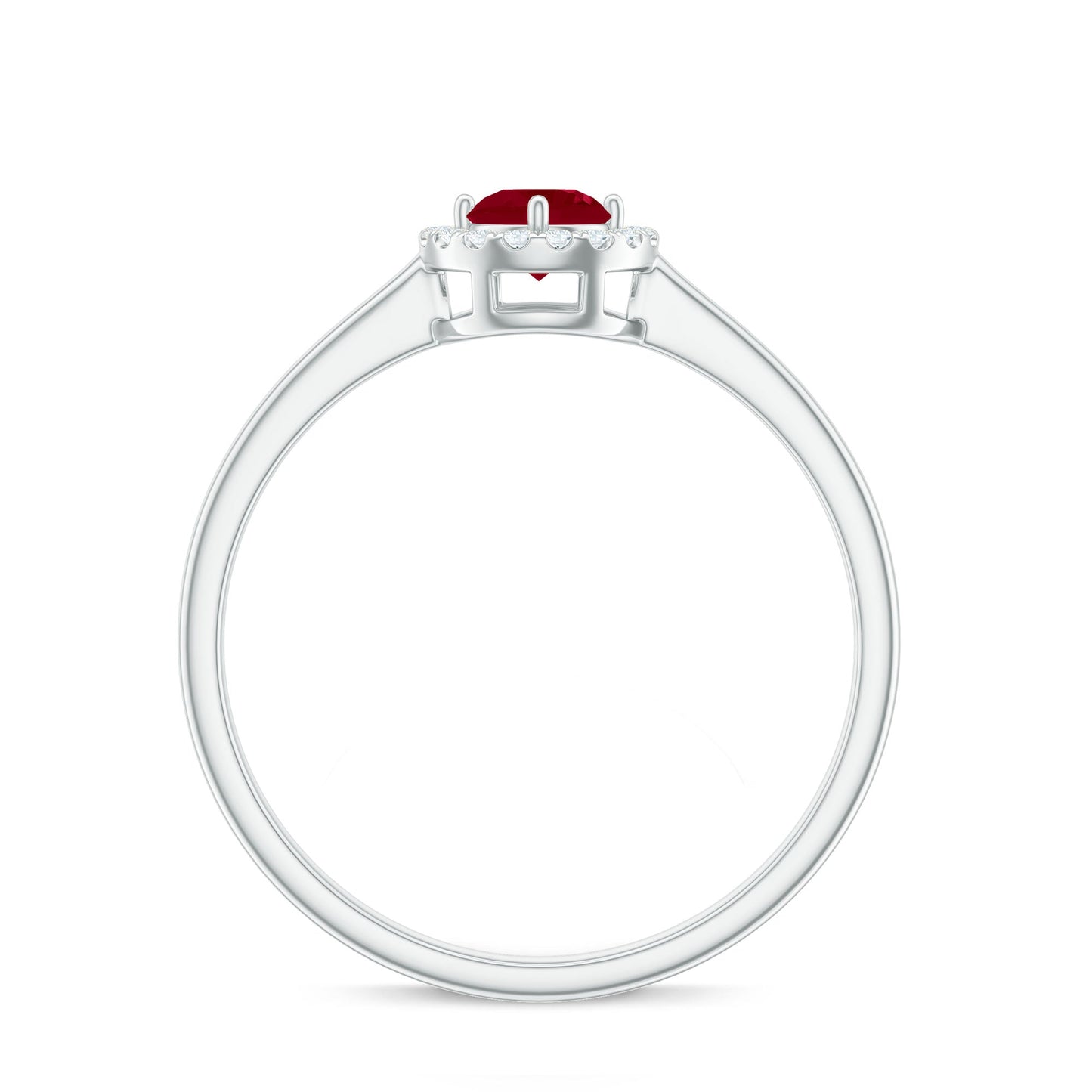 Real Ruby Promise Ring with Diamond Halo