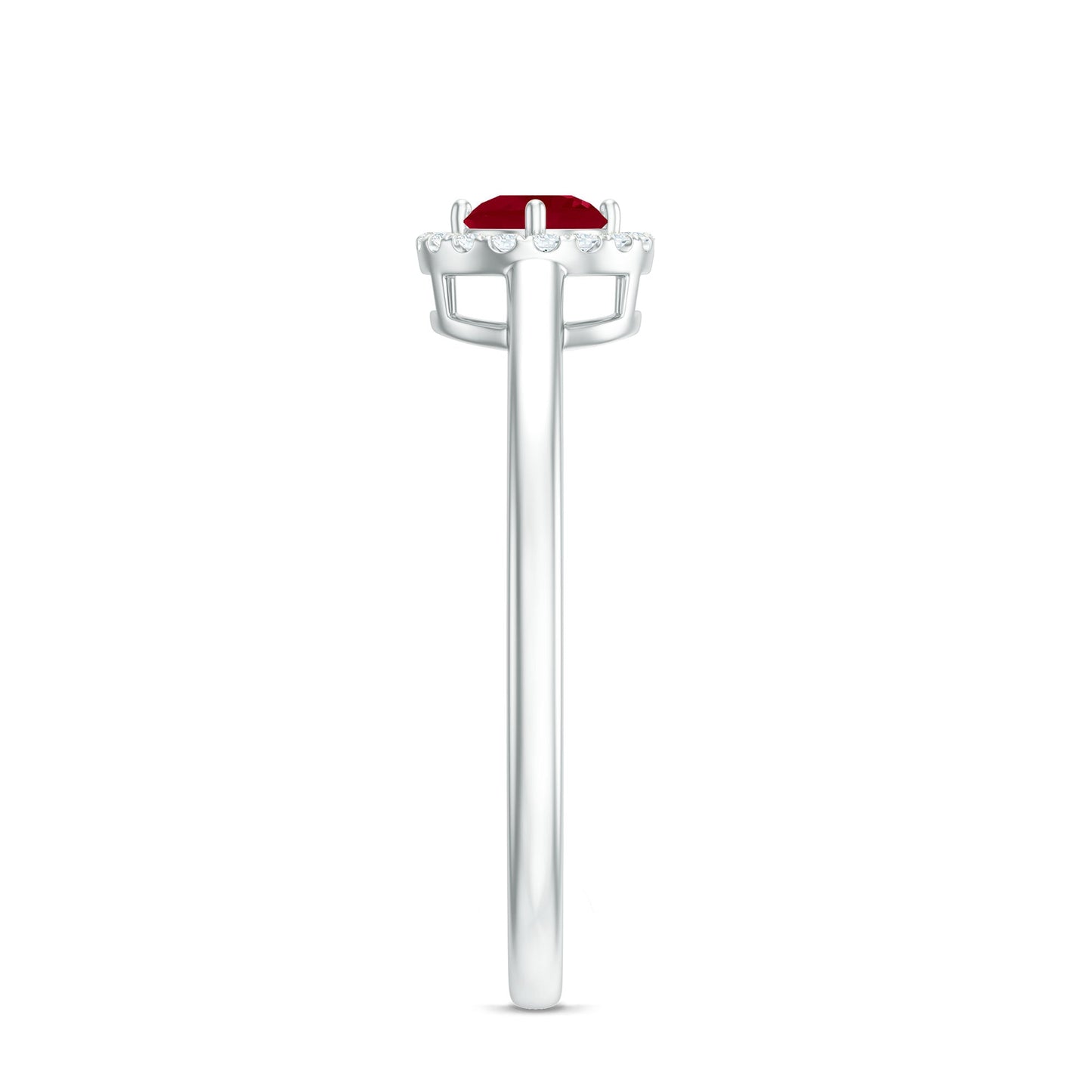 Real Ruby Promise Ring with Diamond Halo