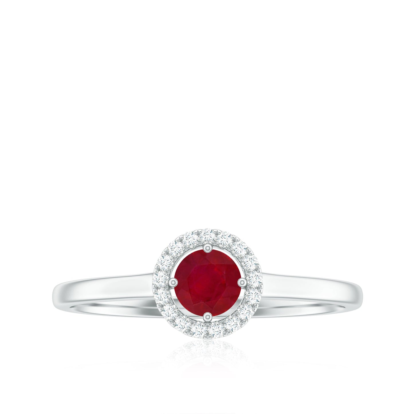 Real Ruby Promise Ring with Diamond Halo