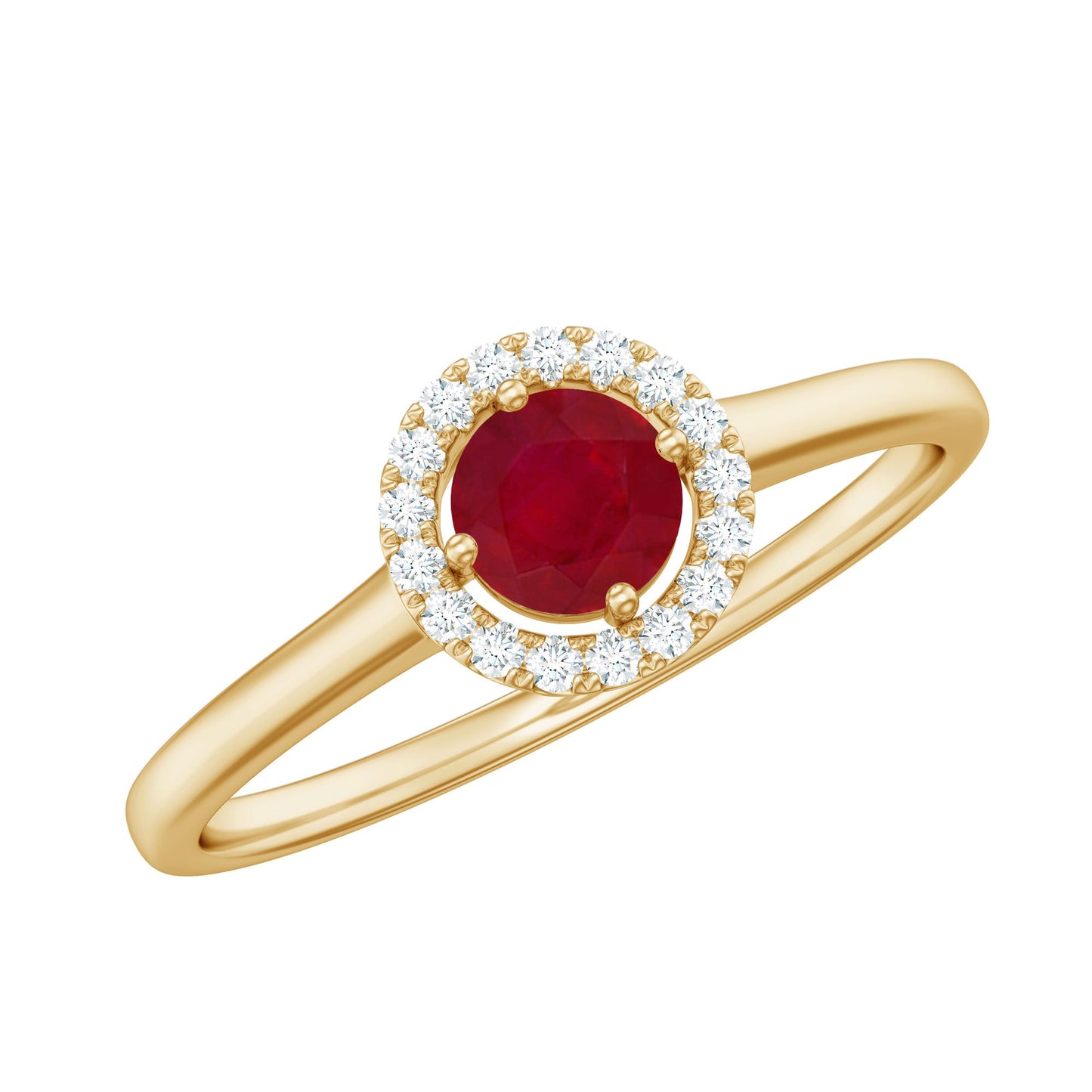 Real Ruby Promise Ring with Diamond Halo